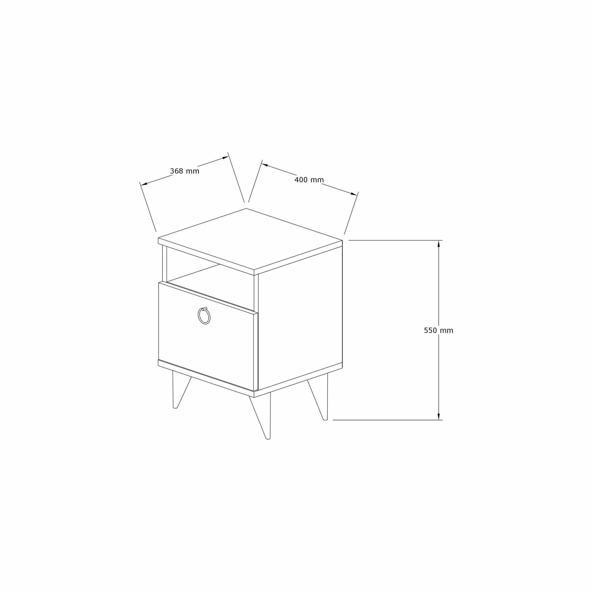 Noptiera Barlo, nuc, PAL melaminat, 40x40x50 cm