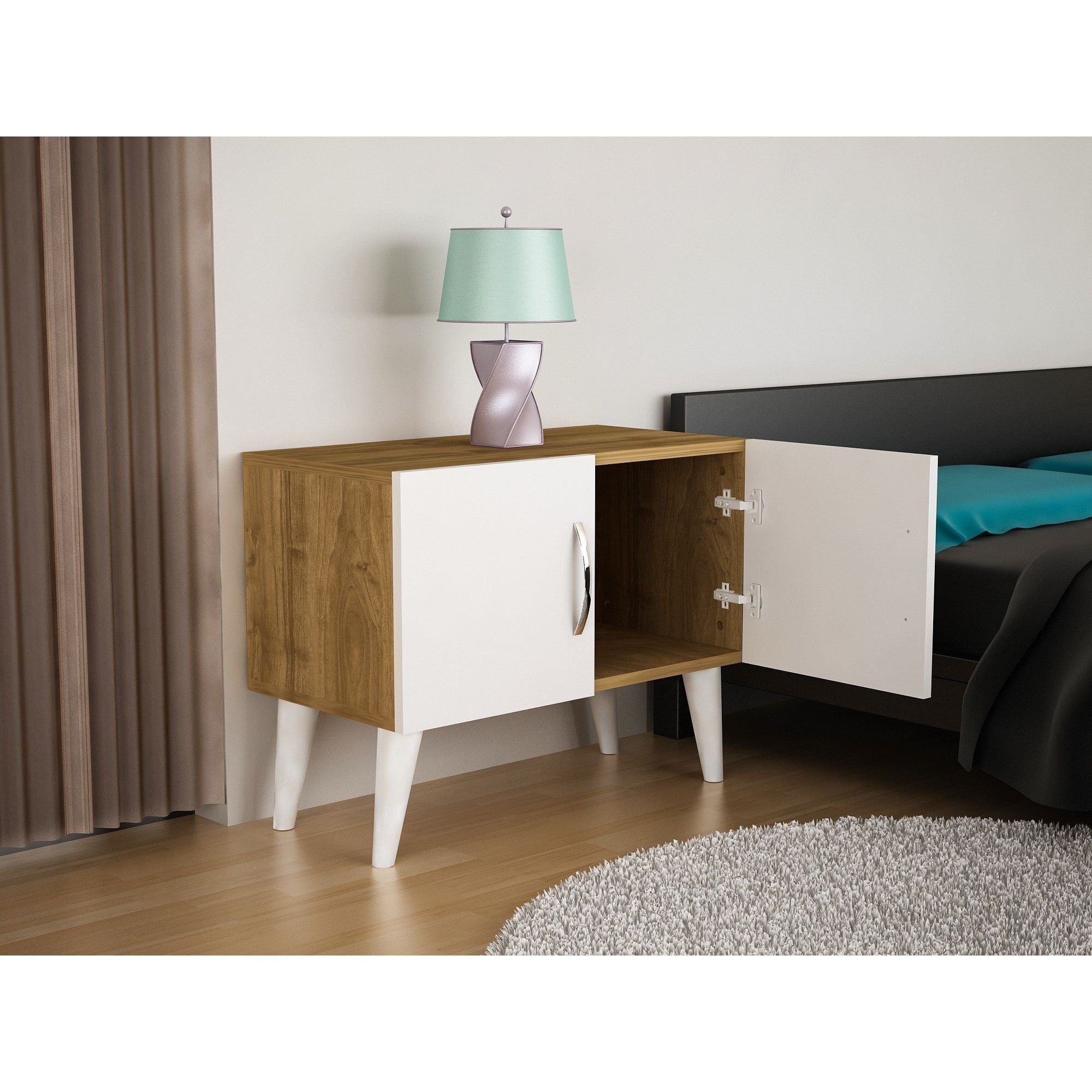 Noptiera Bellini v2, nuc/alb, PAL melaminat, 70x37x55 cm