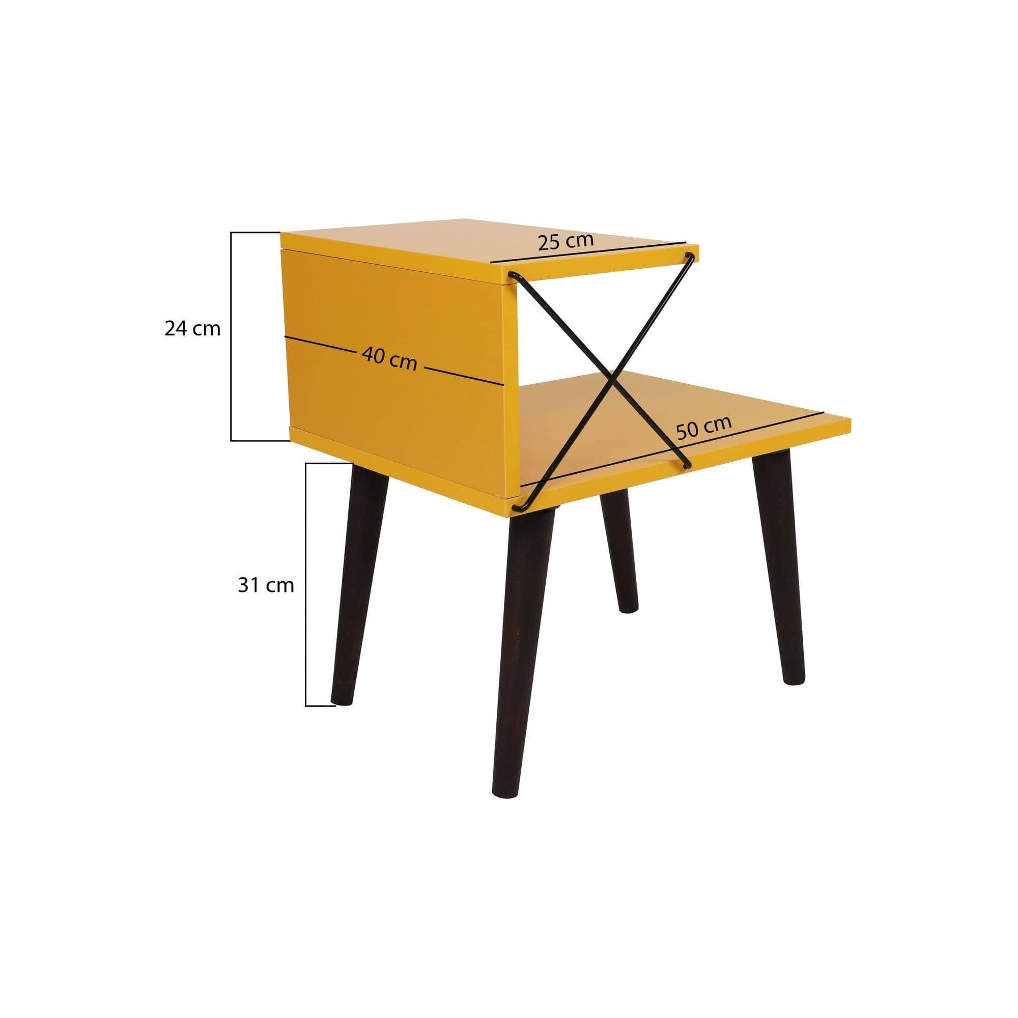 Noptiera Cross, galben/negru, PAL melaminat,/lemn, 50x40x55 cm