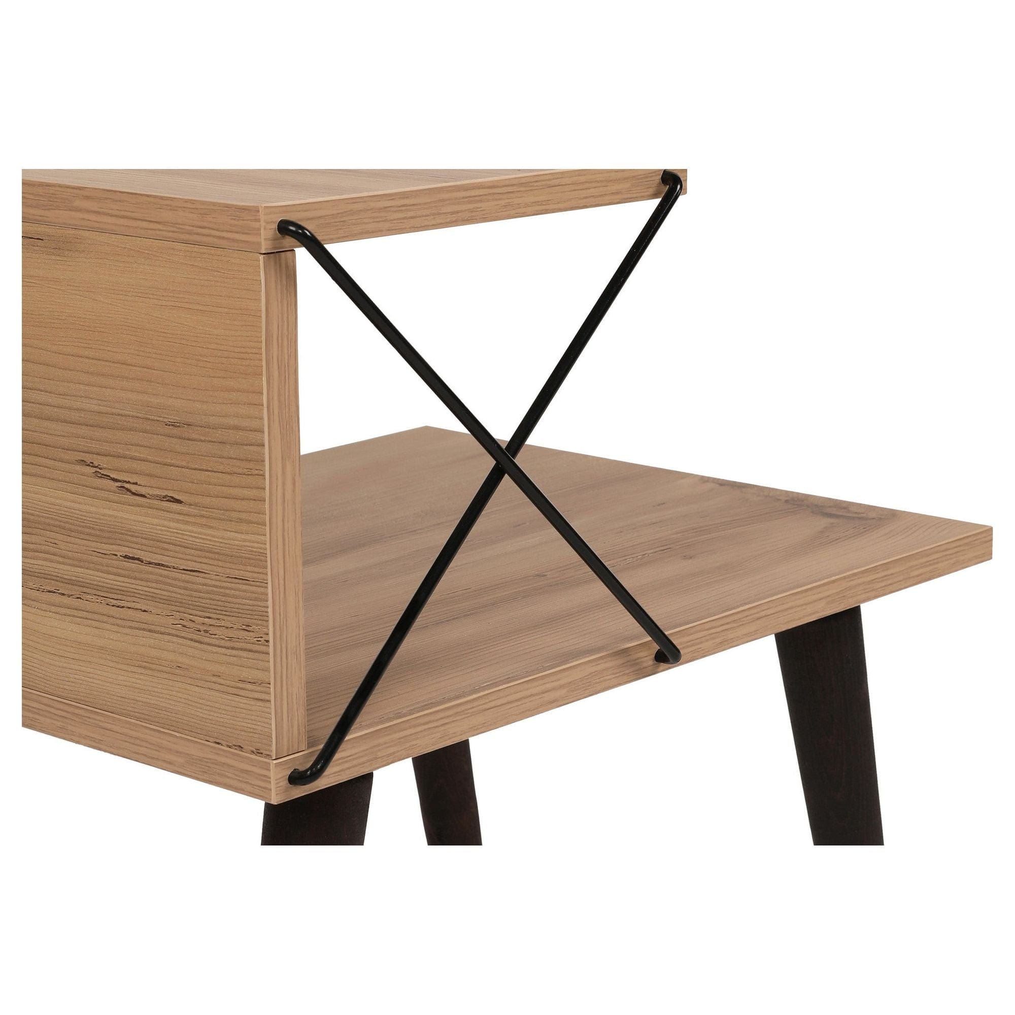 Noptiera Cross, stejar/negru, PAL melaminat, 50x40x55 cm