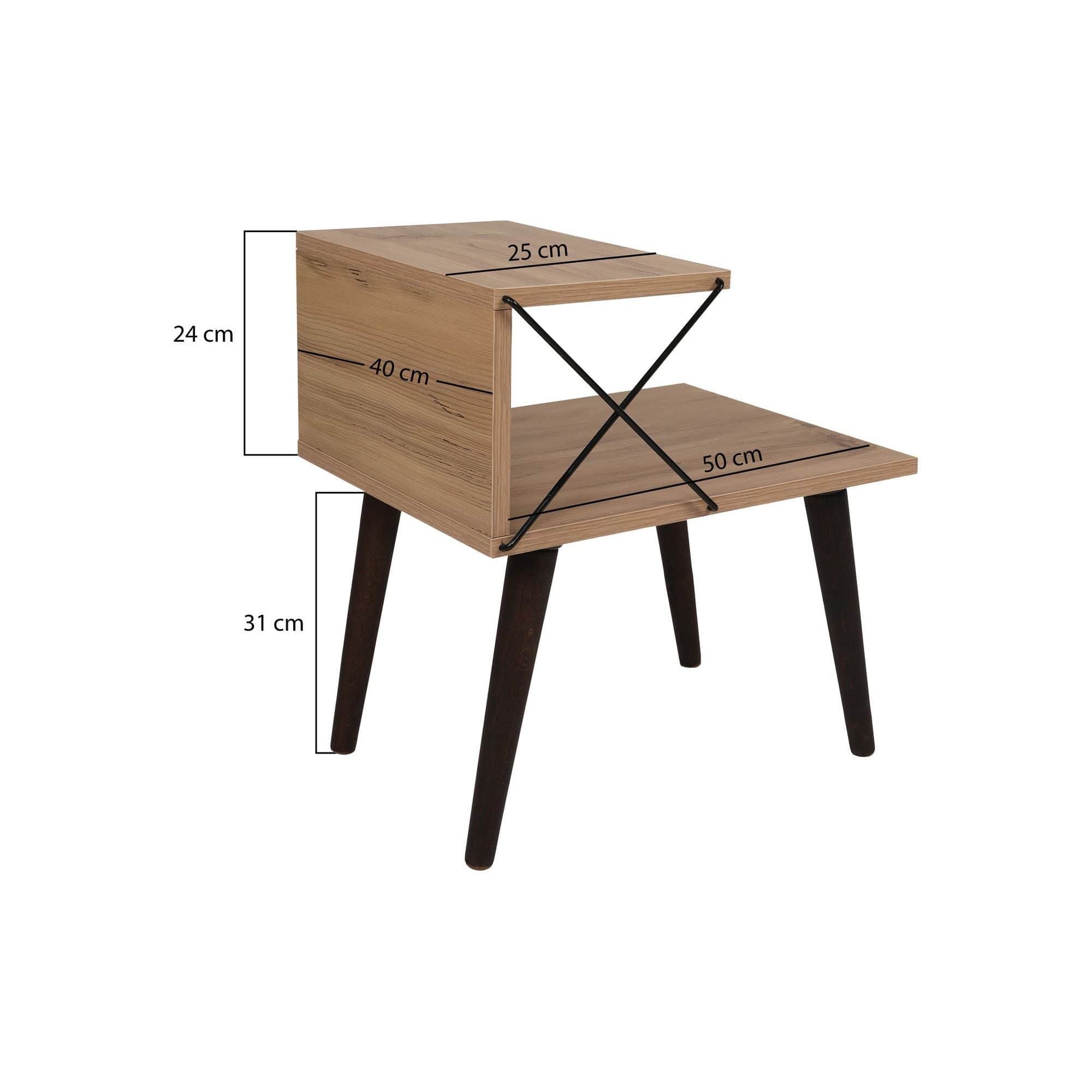 Noptiera Cross, stejar/negru, PAL melaminat, 50x40x55 cm