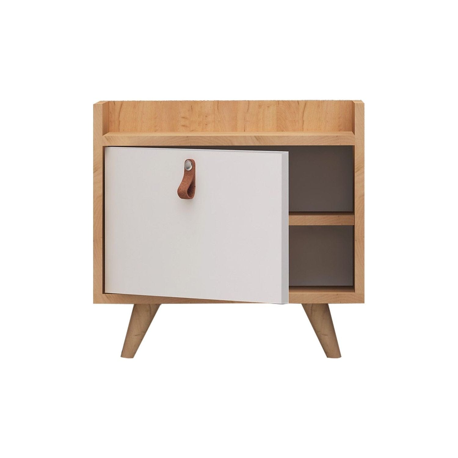 Noptiera Dopo, stejar/alb, PAL melaminat, 50x40x55 cm