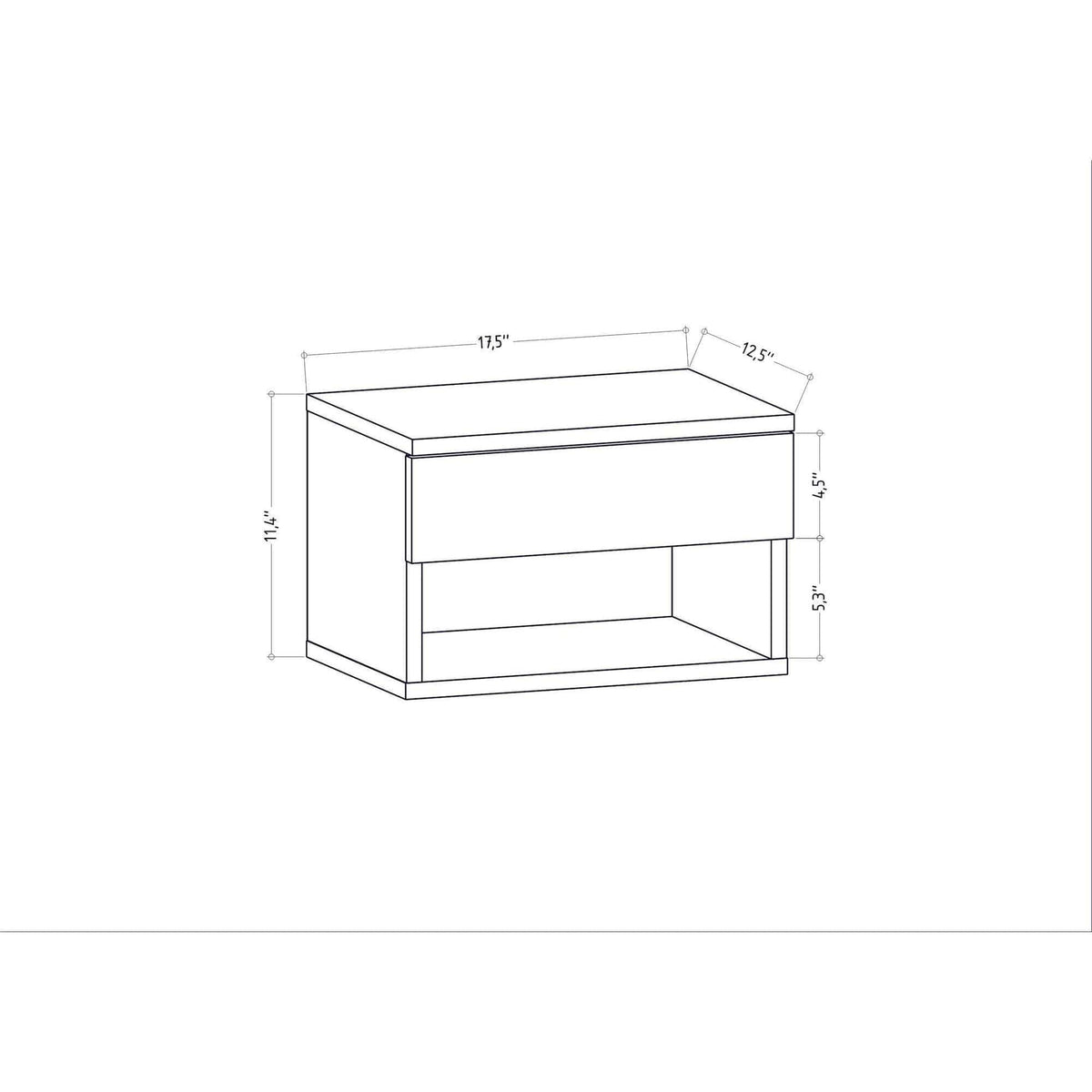 Noptiera Jamot, gri antracit, PAL melaminat, 45x29x32 cm