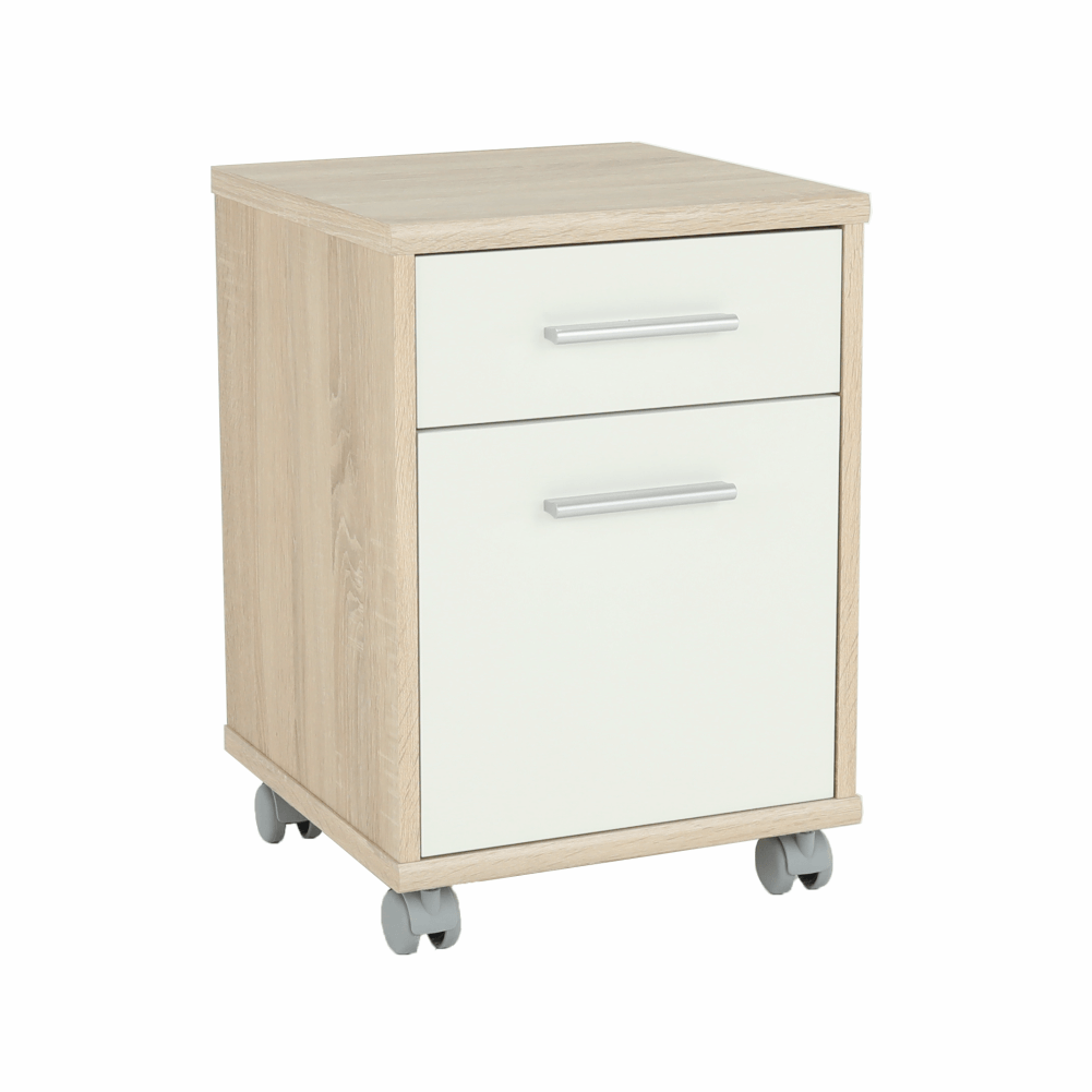 Noptiera JOHAN 2 NEW 07, stejar sonoma/alb, DTD laminat, 39x41x55 cm