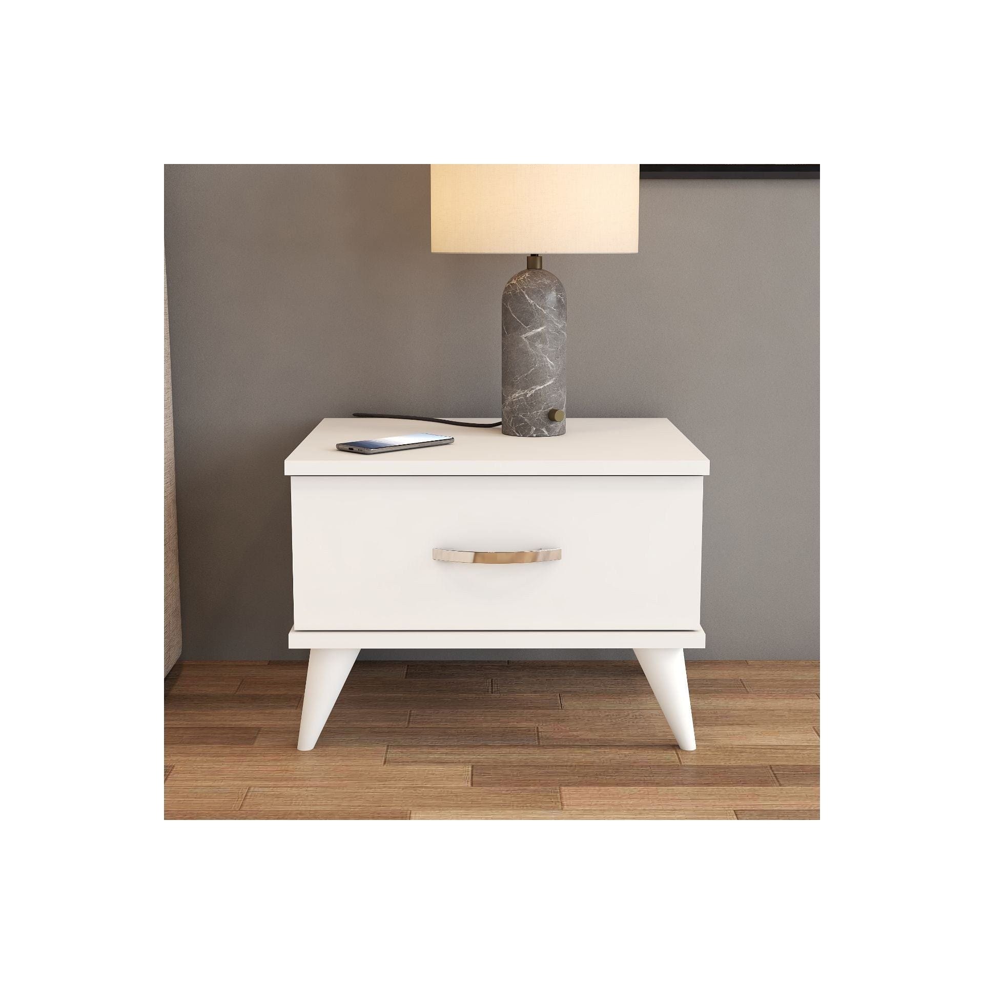 Noptiera KMD0101, alb, PAL melaminat, 52x45x39 cm