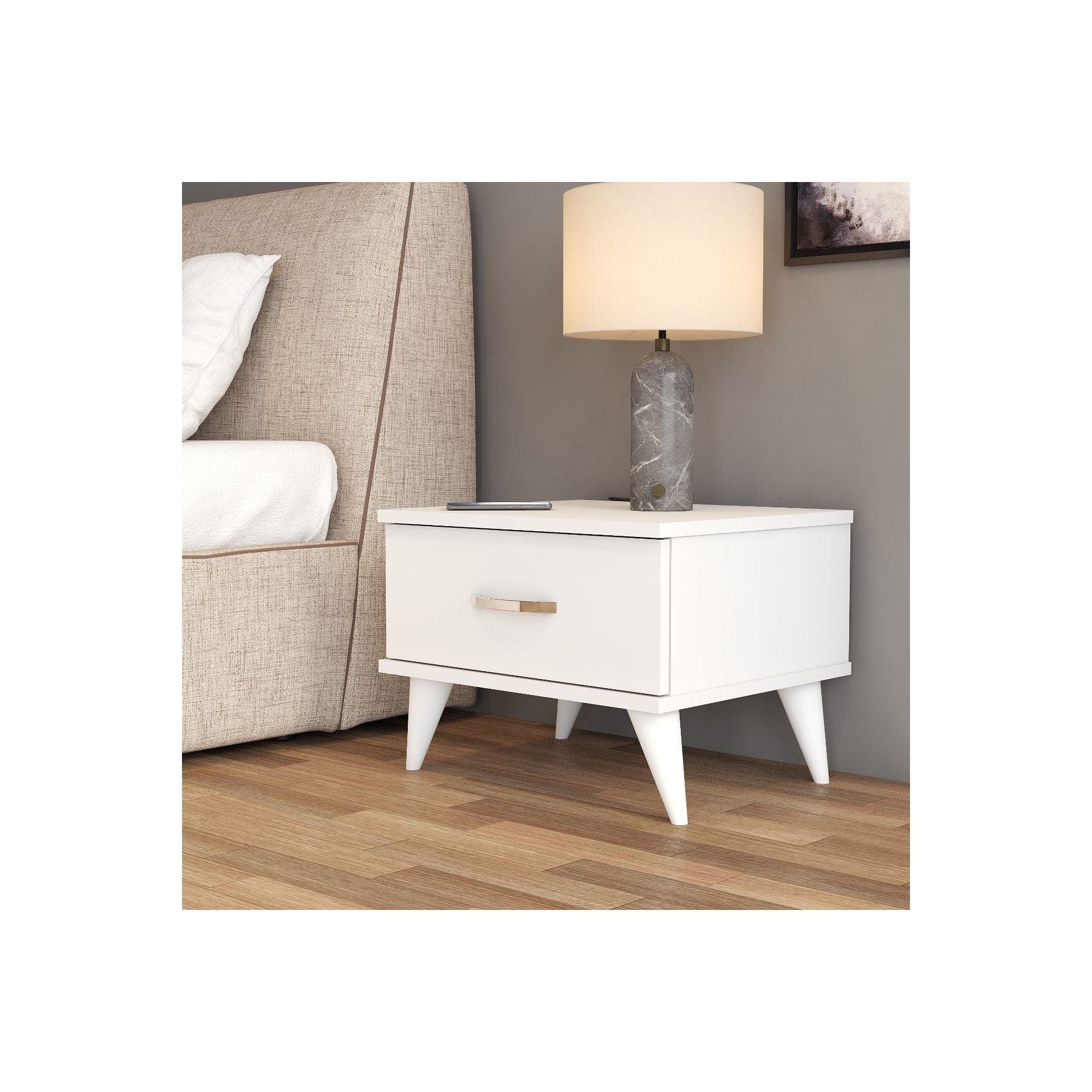 Noptiera KMD0101, alb, PAL melaminat, 52x45x39 cm