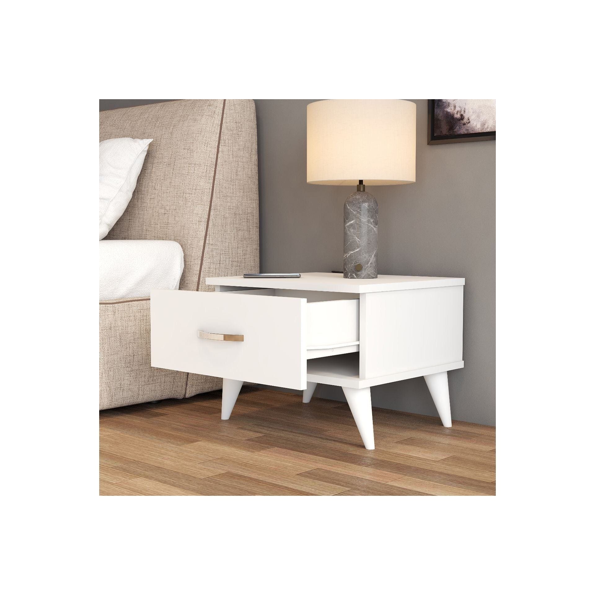 Noptiera KMD0101, alb, PAL melaminat, 52x45x39 cm