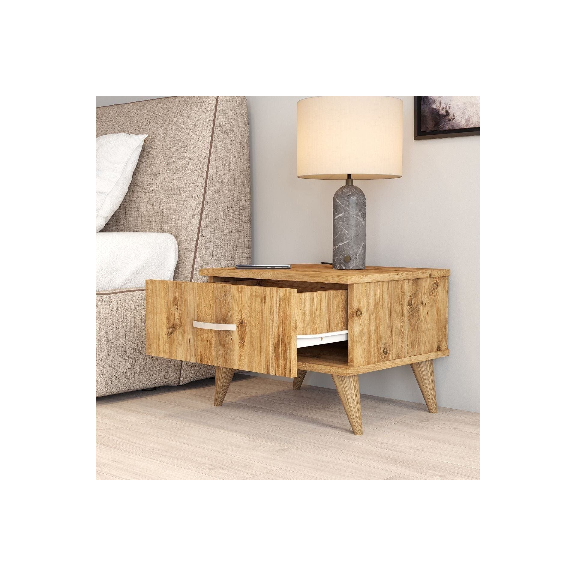 Noptiera KMD0102, stejar, PAL, 52x45x39 cm