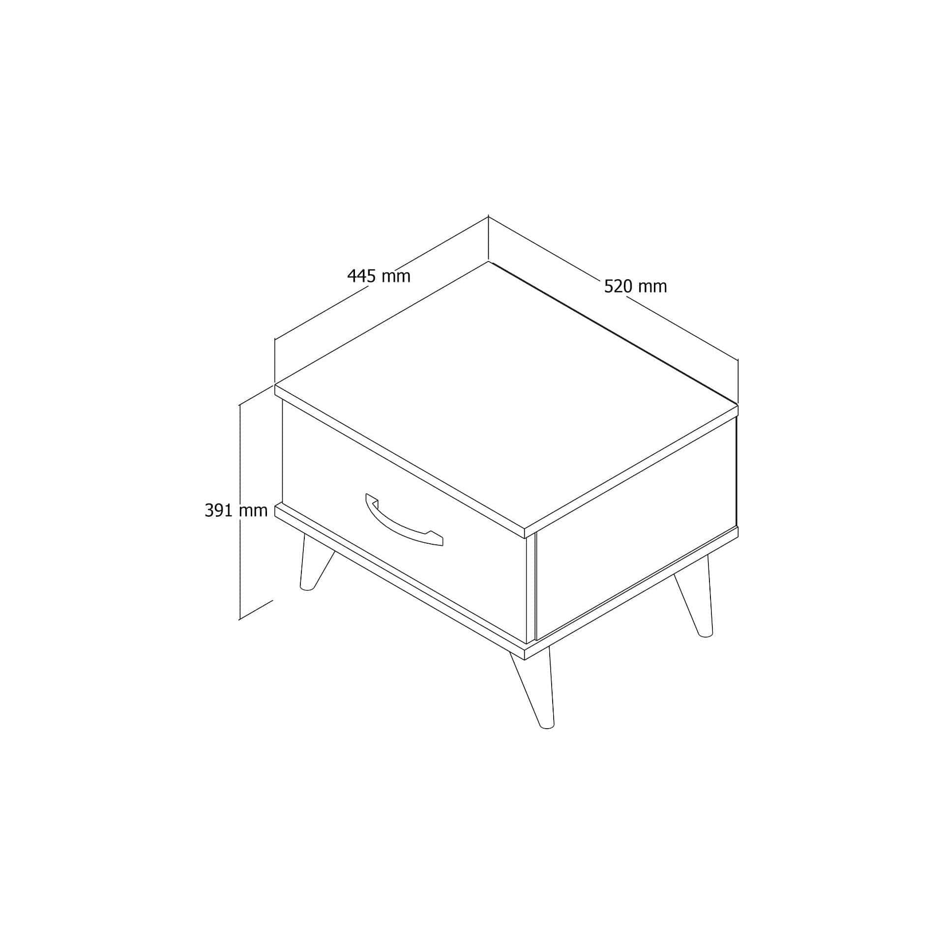 Noptiera KMD0102, stejar, PAL, 52x45x39 cm