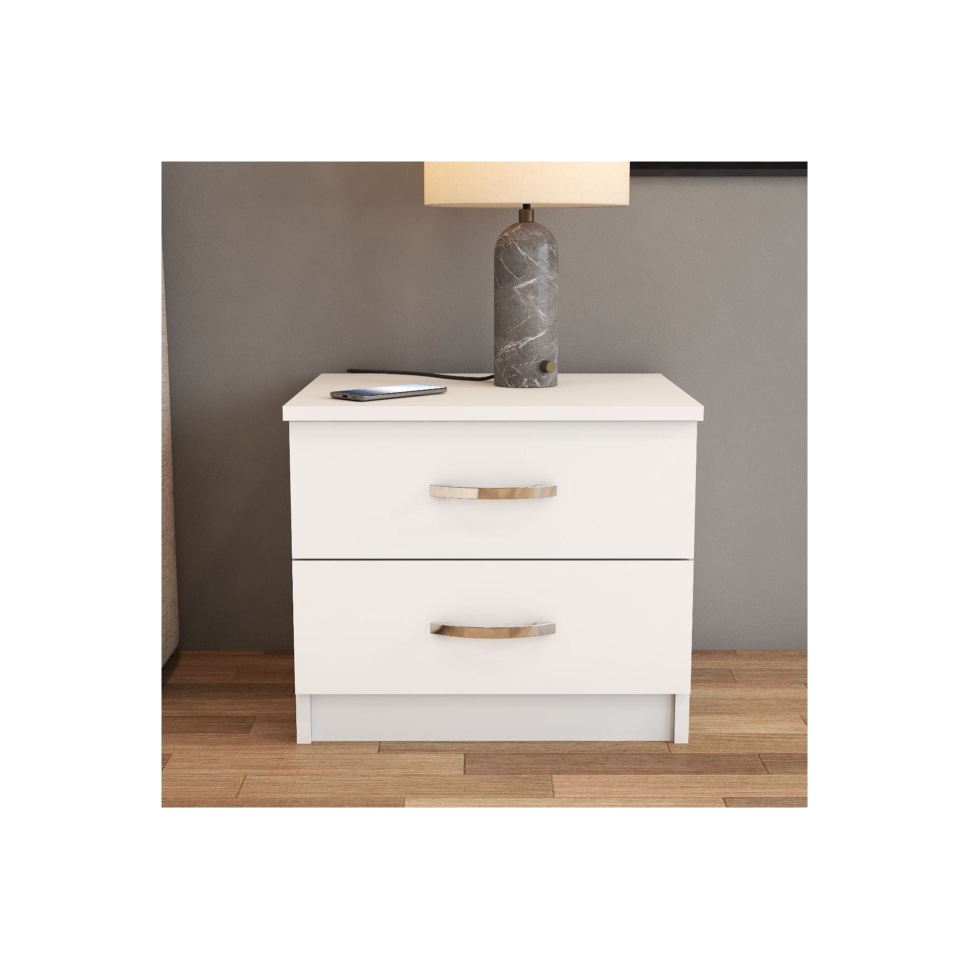 Noptiera KMD0201, alb, PAL, 52x45x45 cm