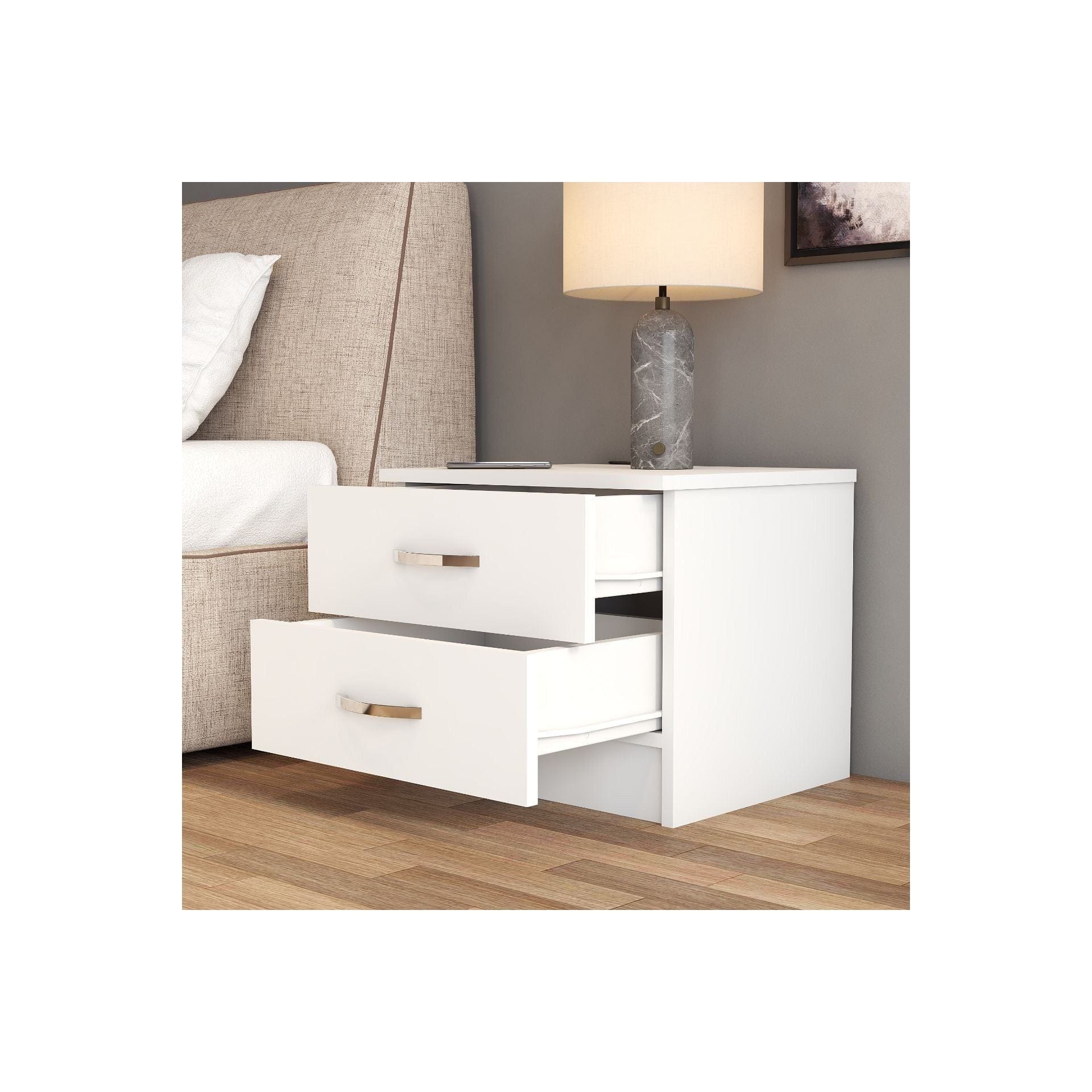 Noptiera KMD0201, alb, PAL, 52x45x45 cm