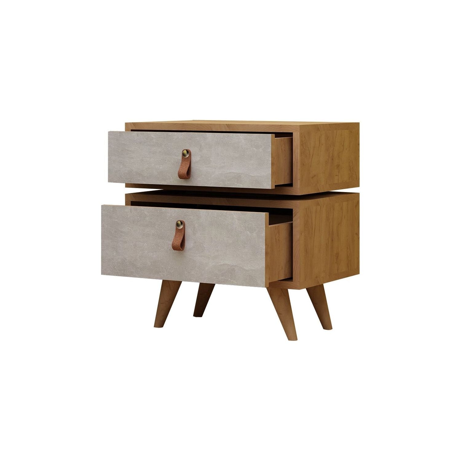 Noptiera Olenj, stejar/gri ciment, PAL melaminat, 50x40x59 cm