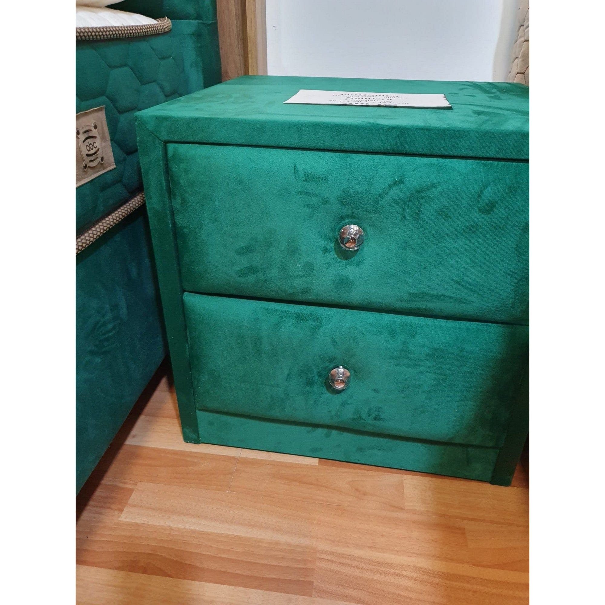 Noptiera Opera, verde smarald, stofa catifelata, 50x45x50 cm