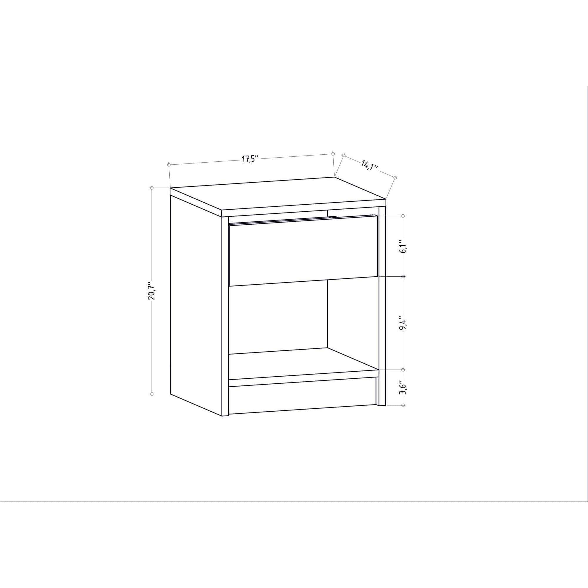 Noptiera Sheridan, alb, PAL melaminat, 45x36x53 cm