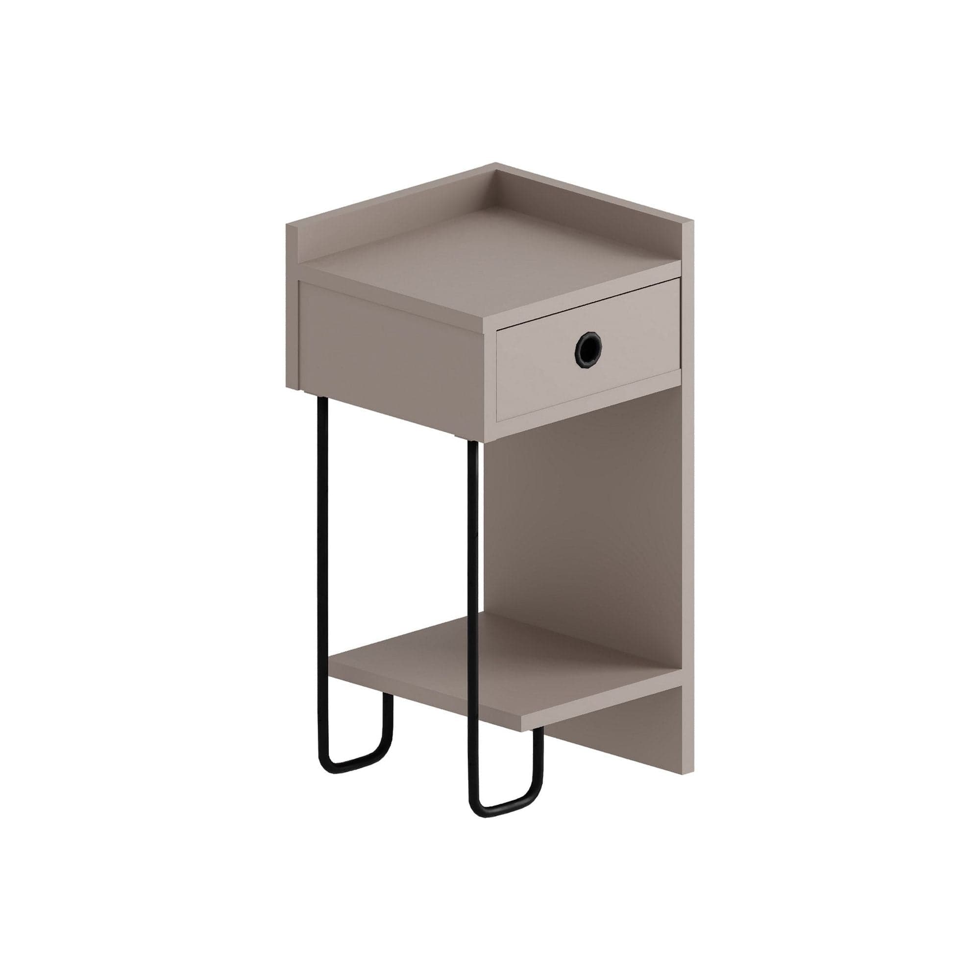 Noptiera Sirius, bej/negru, PAL melaminat, pe partea dreapta, 32x30x61 cm