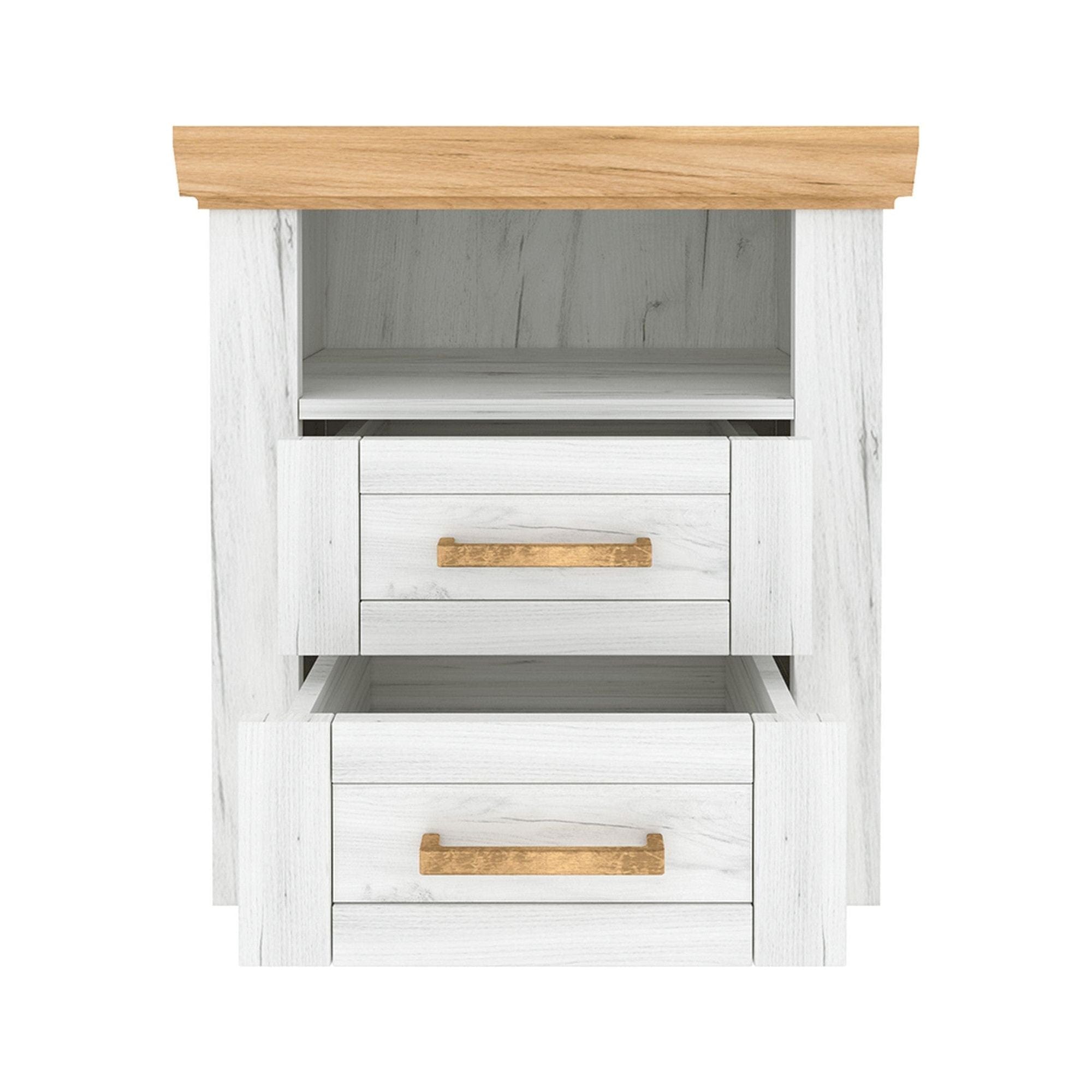 Noptiera SUDBURY X, stejar craft auriu/stejar craft alb, DTD laminat, 58x42x63 cm