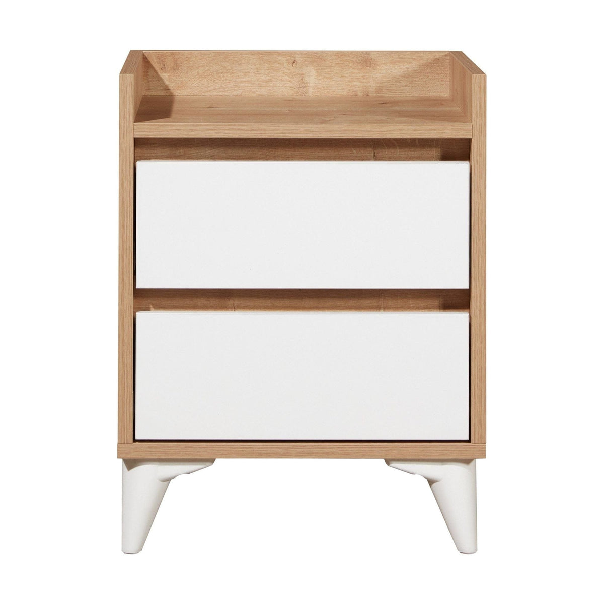 Noptiera TUVALLE 041, stejar/alb, PAL melaminat, 45x40x59 cm