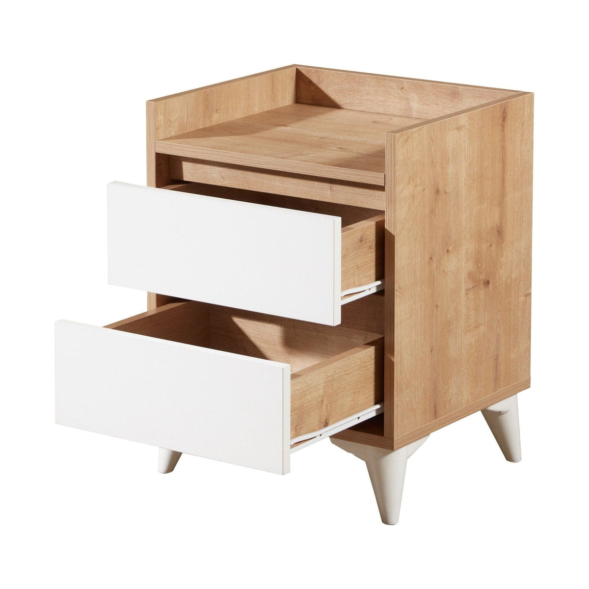 Noptiera TUVALLE 041, stejar/alb, PAL melaminat, 45x40x59 cm