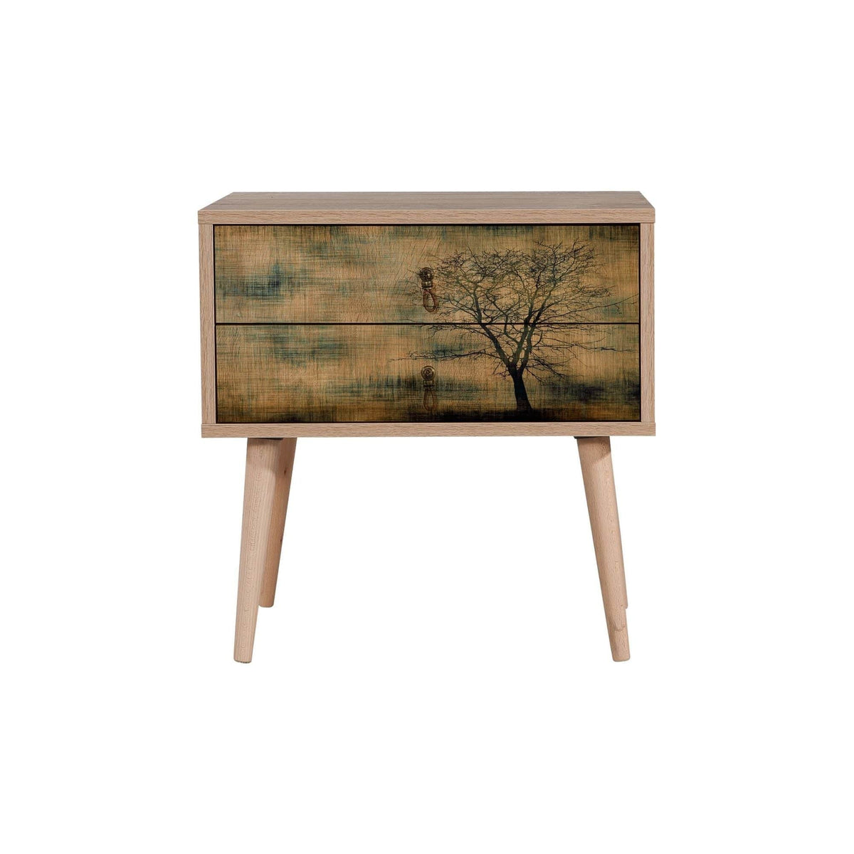Noptiera Two - 729, stejar, PAL melaminat, 60x40x61 cm
