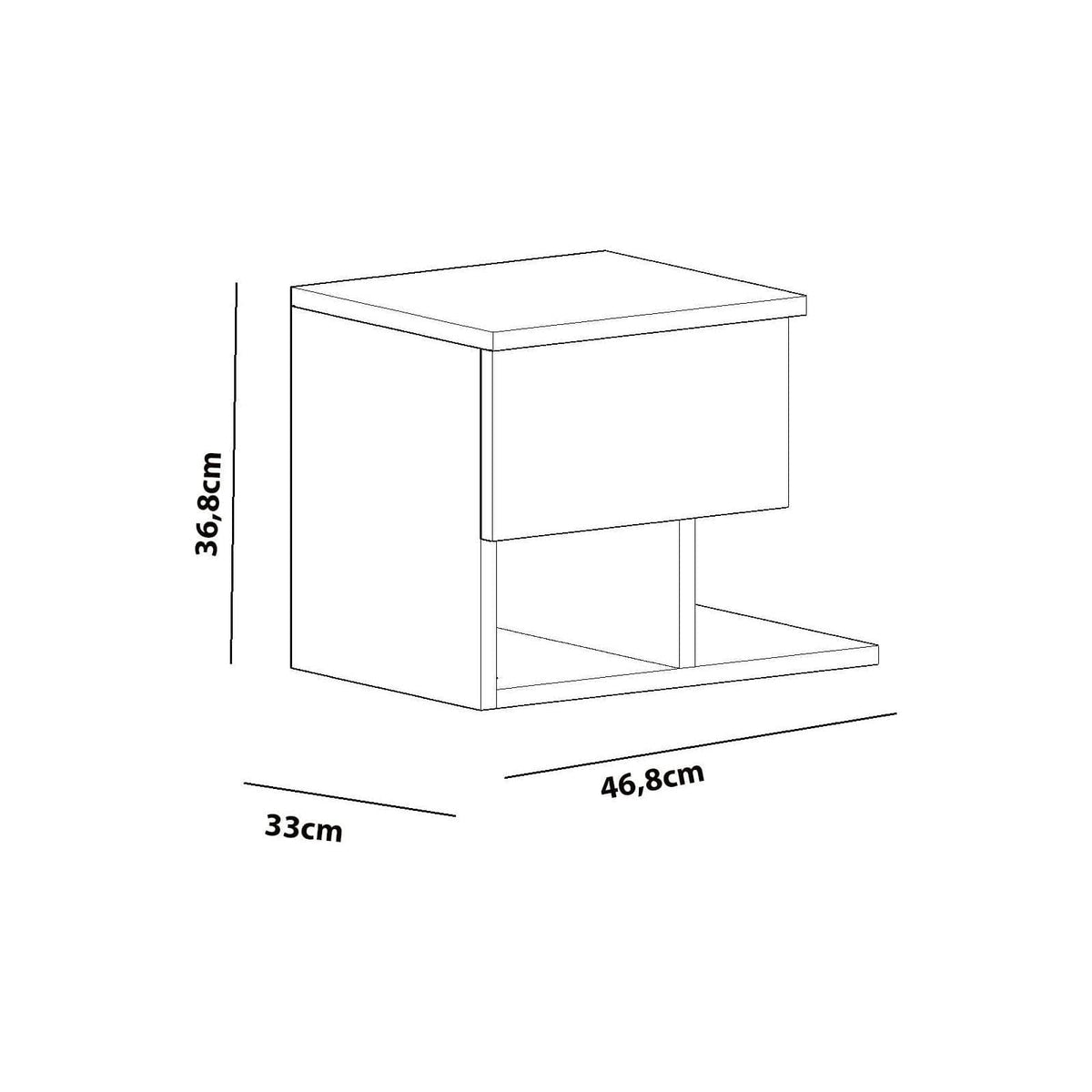 Noptiera Yasso, alb, PAL melaminat, 47x33x37 cm