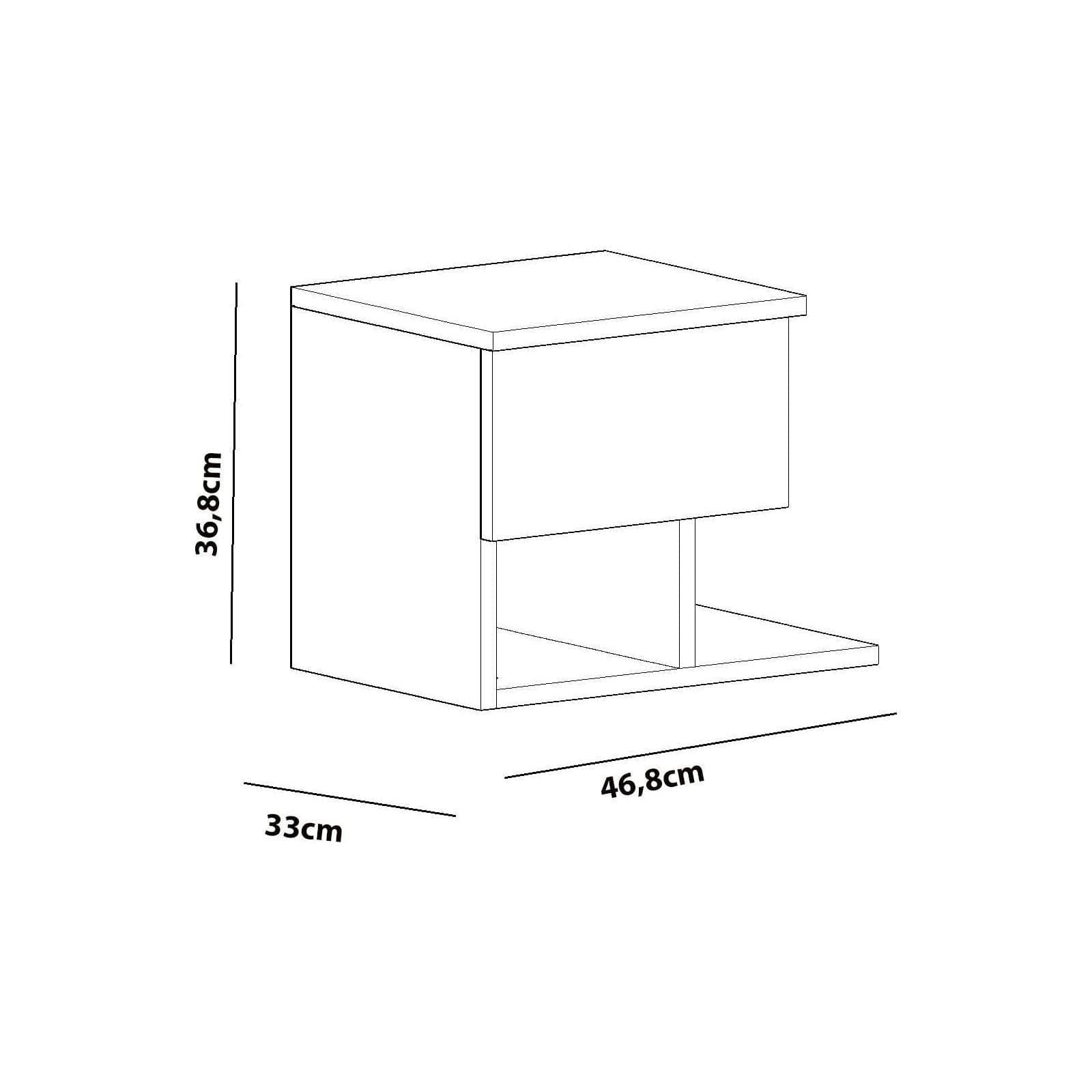 Noptiera Yasso, alb, PAL melaminat, 47x33x37 cm