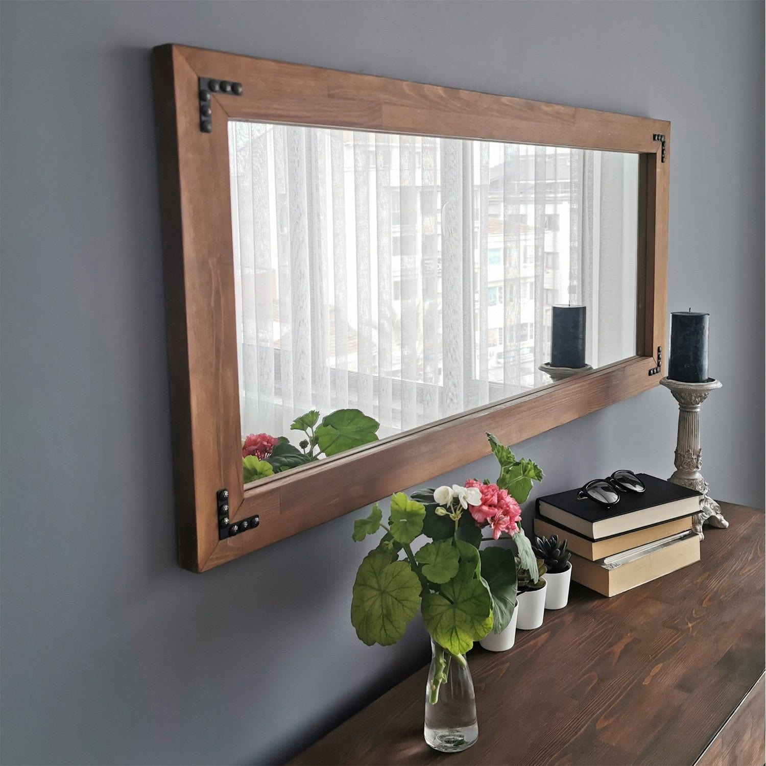 Oglinda 11050CV, nuc, lemn, 110x3x50 cm