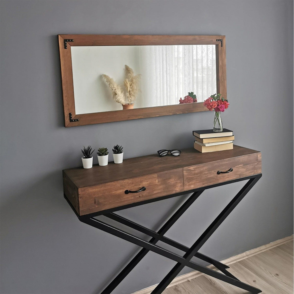 Oglinda 11050CV, nuc, lemn, 110x3x50 cm