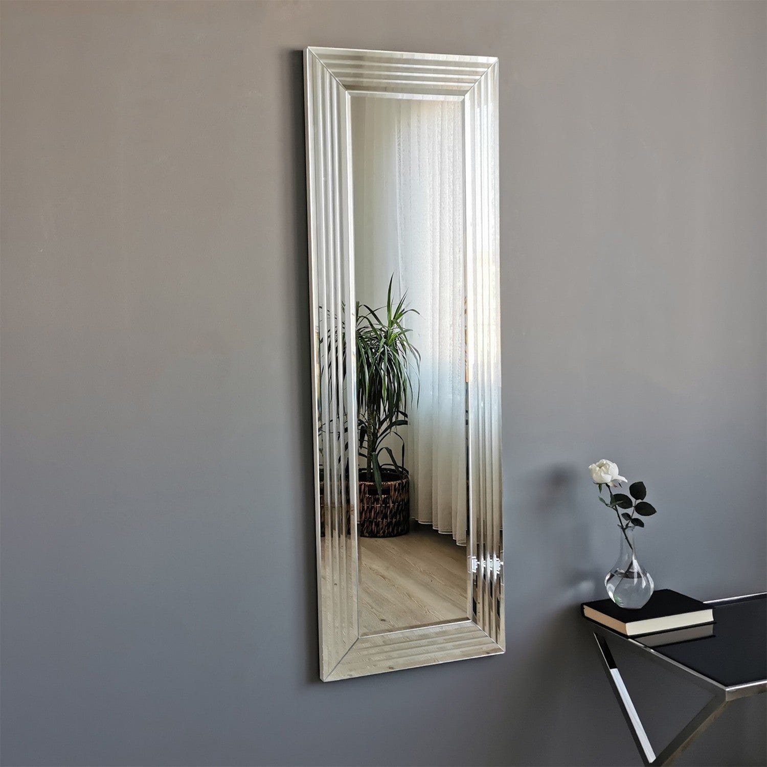 Oglinda A301D, argintiu, PAL melaminat, 40x2x120 cm