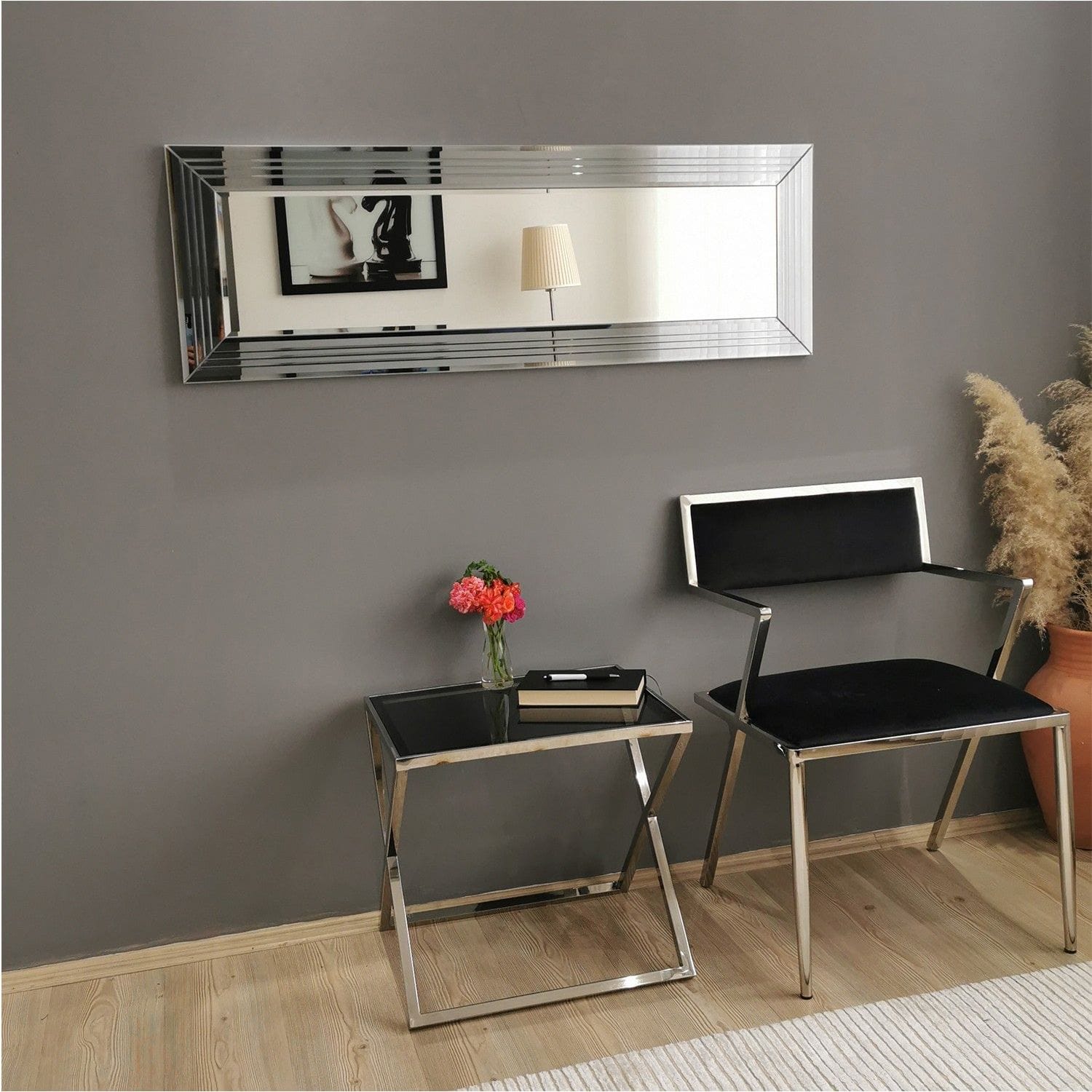 Oglinda A302Y, argintiu, 120X2x40 cm