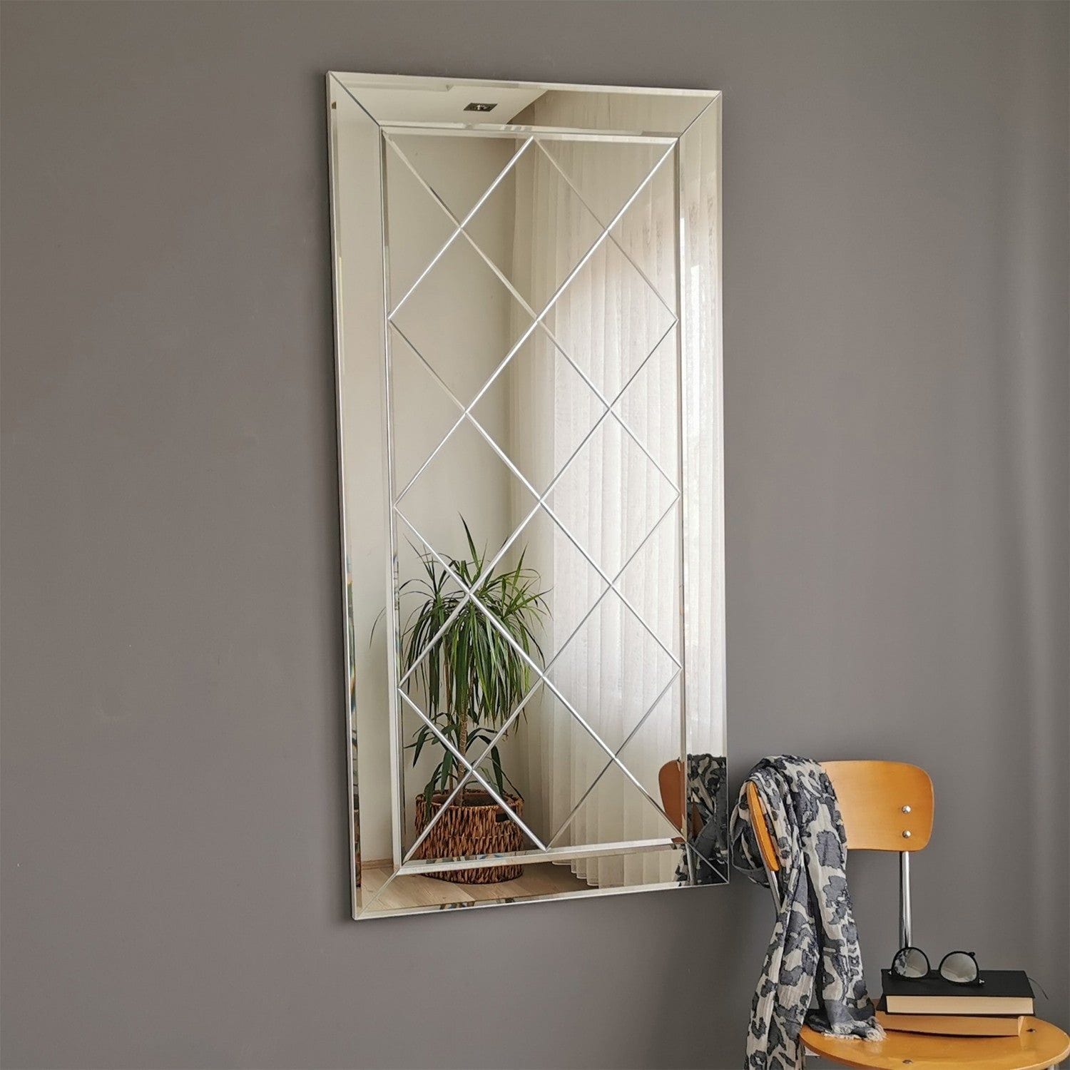 Oglinda A306D, argintiu, 65x2x130 cm