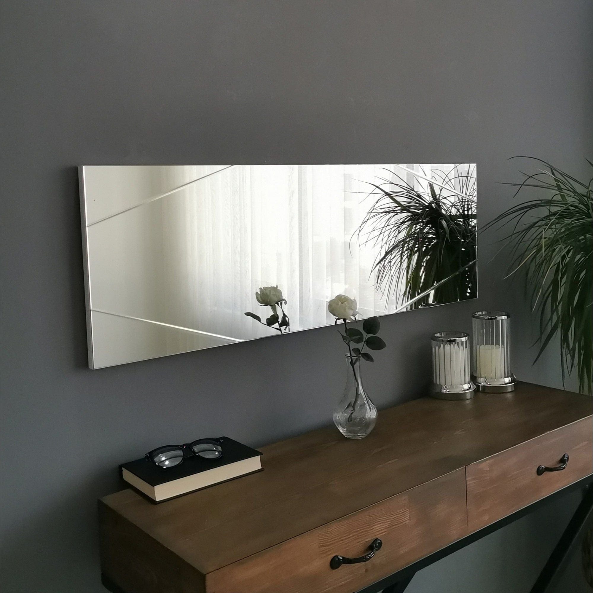 Oglinda A320Y, argintiu, 35x105 cm