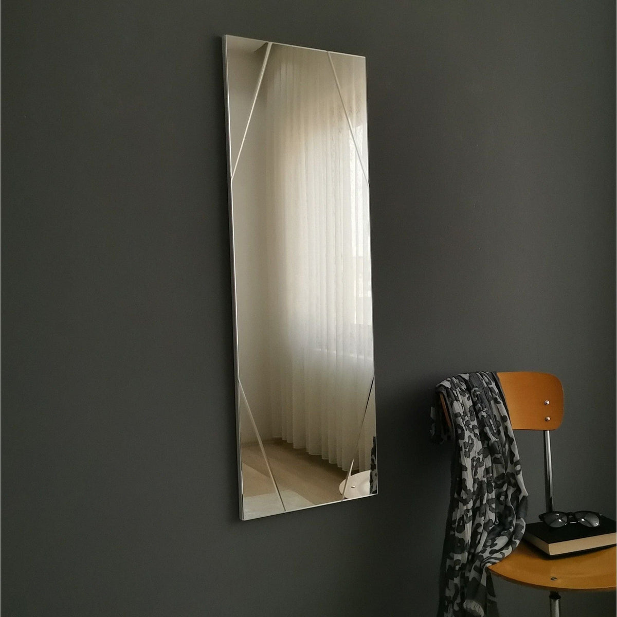 Oglinda A320Y, argintiu, 35x105 cm