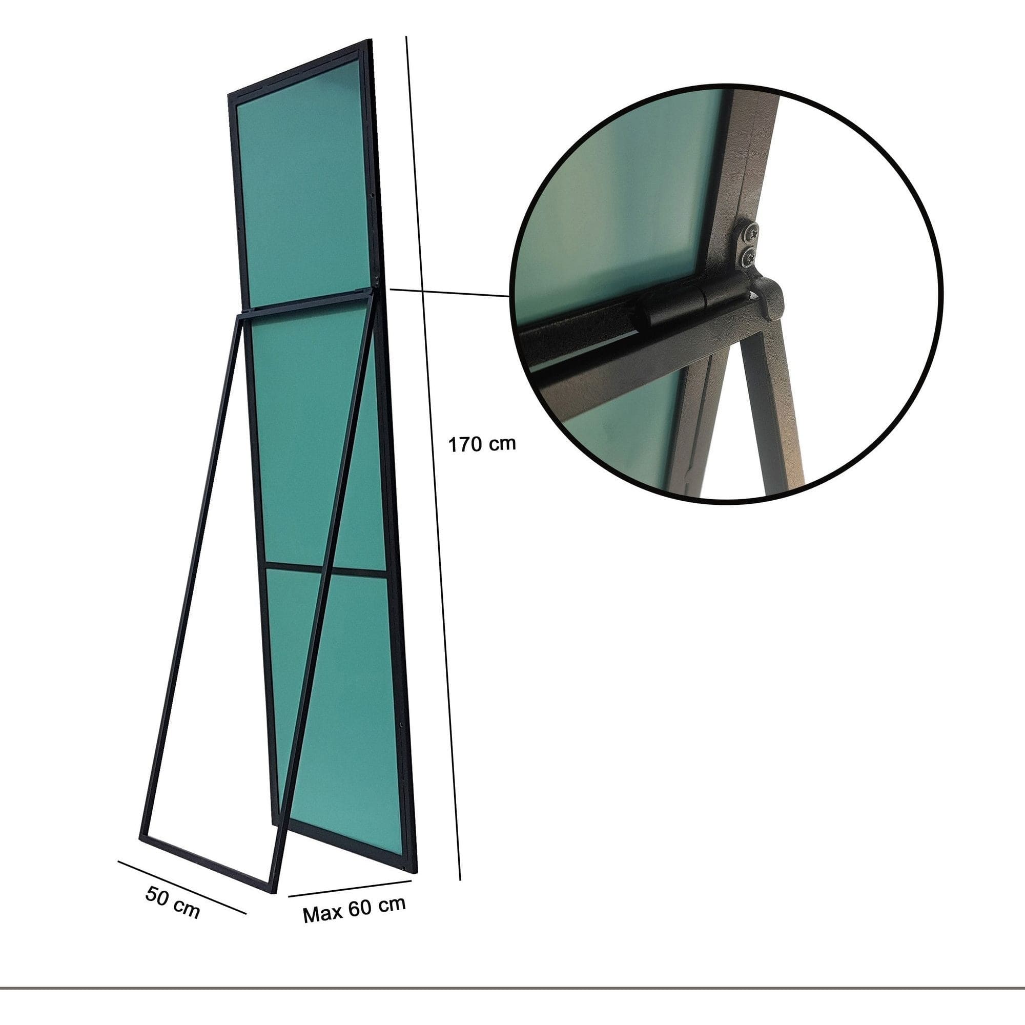 Oglinda COOL ANYA, negru, metal, 50x60x170 cm