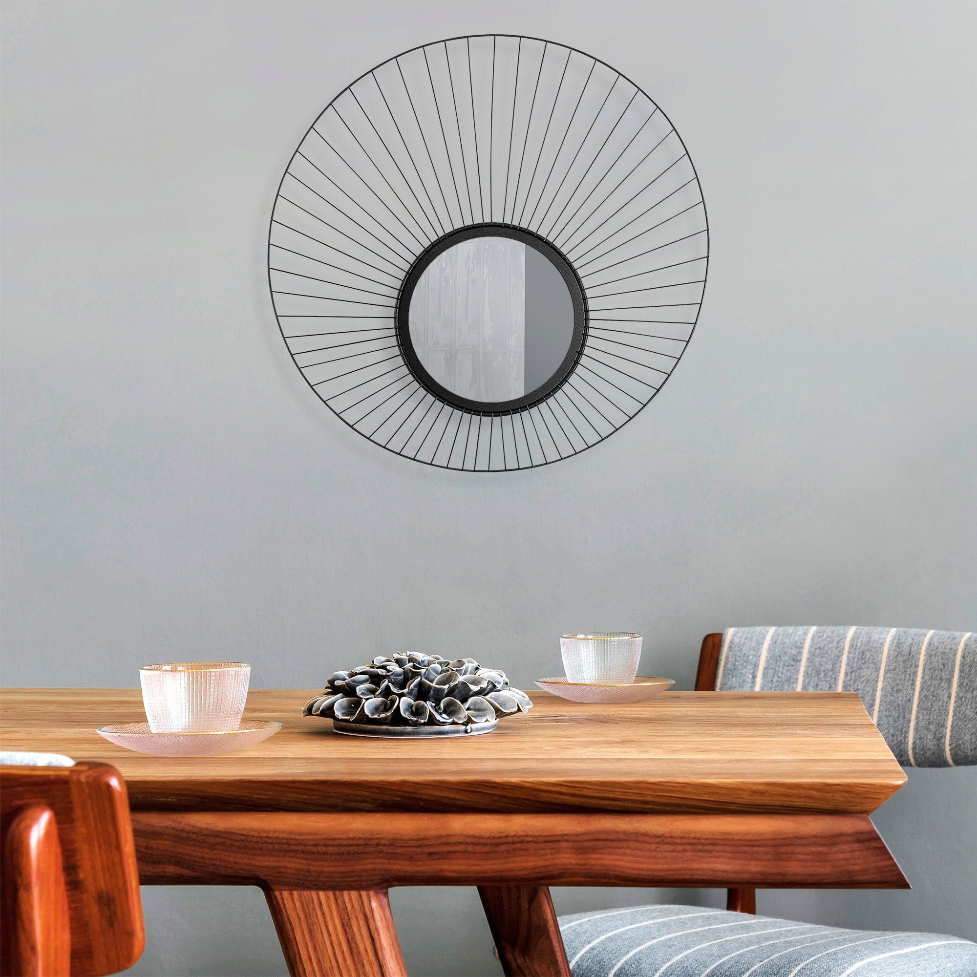 Oglinda decorativa PAPATYA WM-013, negru, metal, 60x63 cm