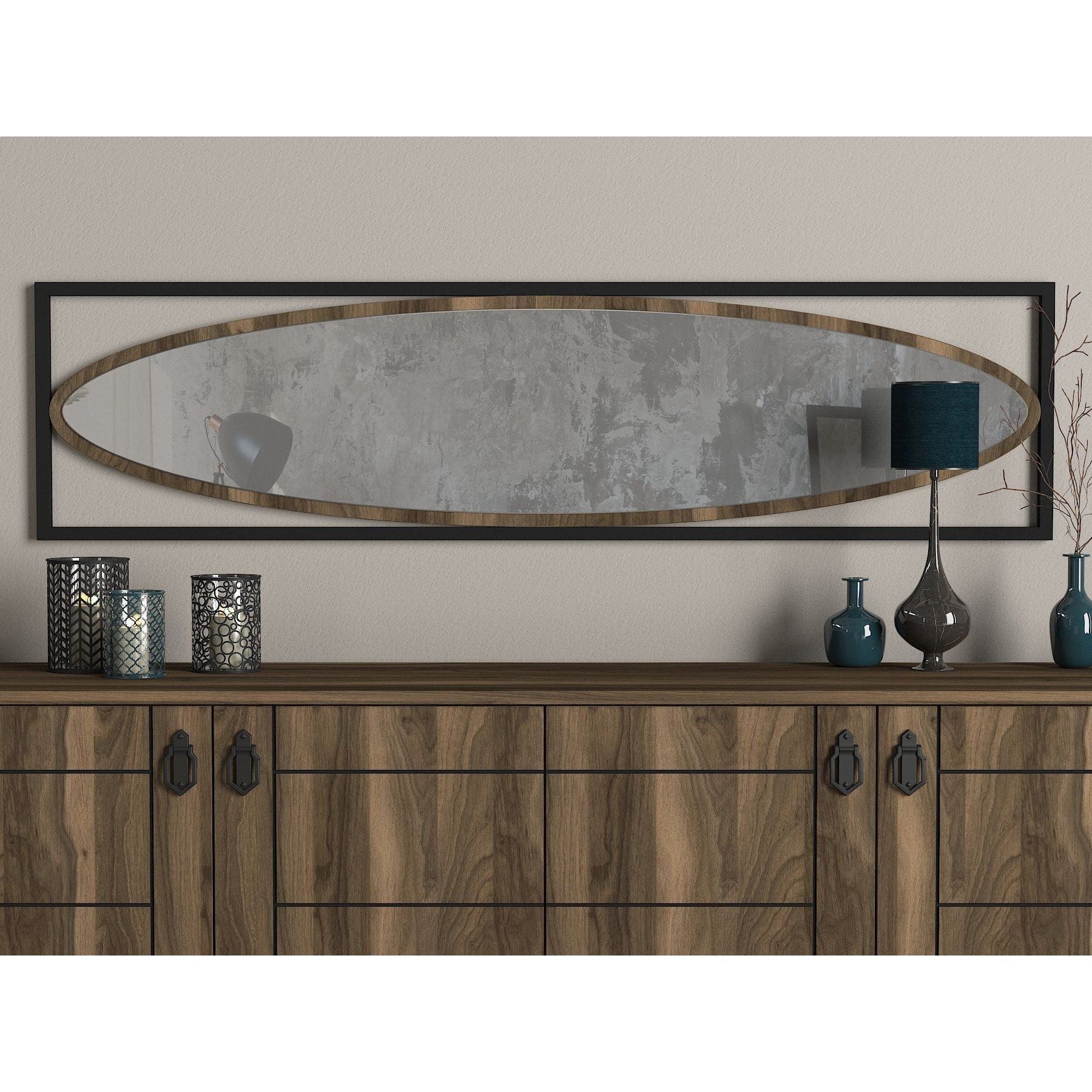 Oglinda LUPPI, negru, PAL melaminat, 39x2x151 cm