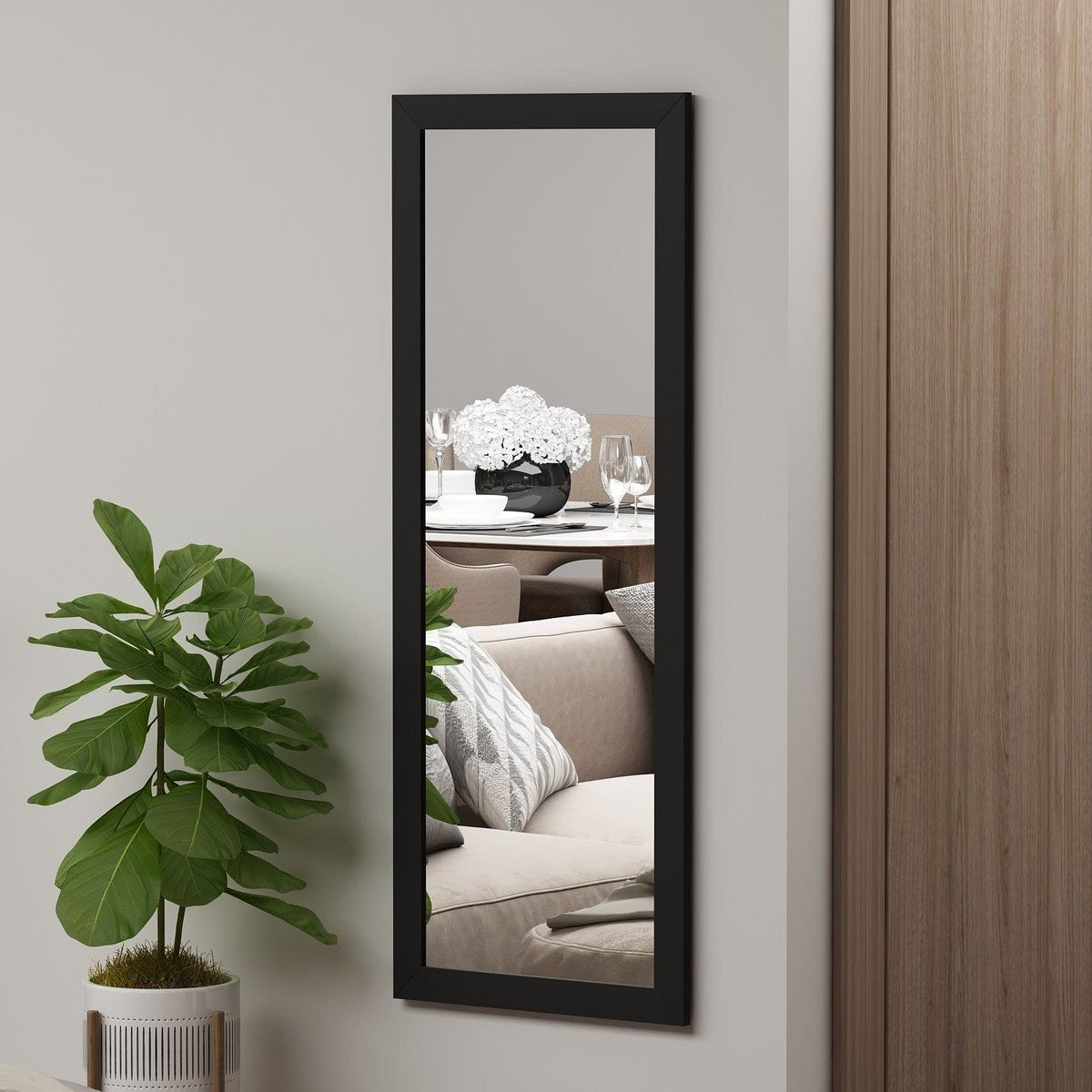 Oglinda OMILO, negru, 40x2x105 cm