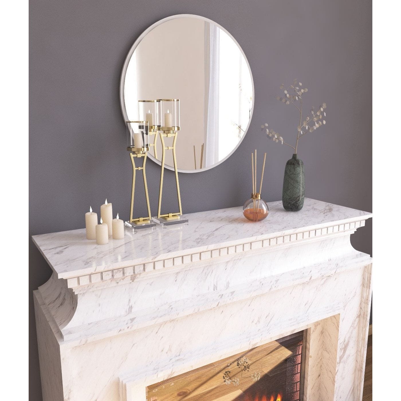 Oglinda OZZE, alb, 60x2x60 cm