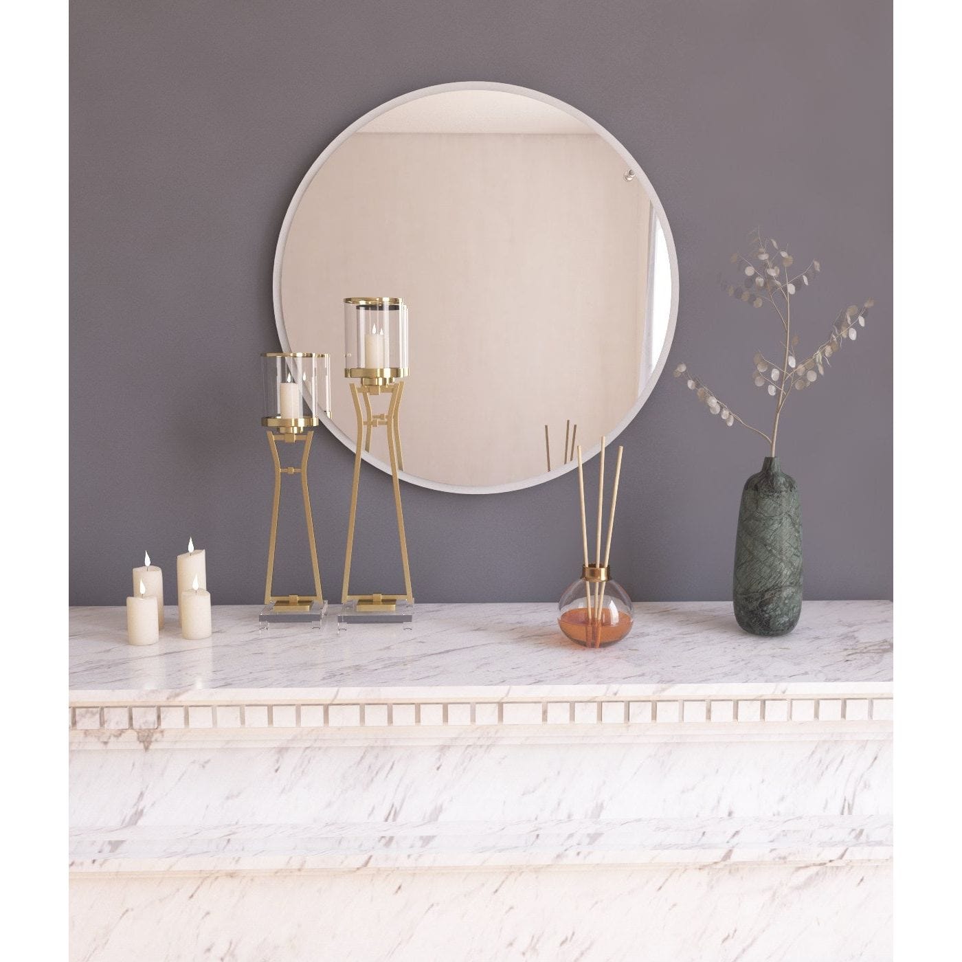 Oglinda OZZE, alb, 60x2x60 cm