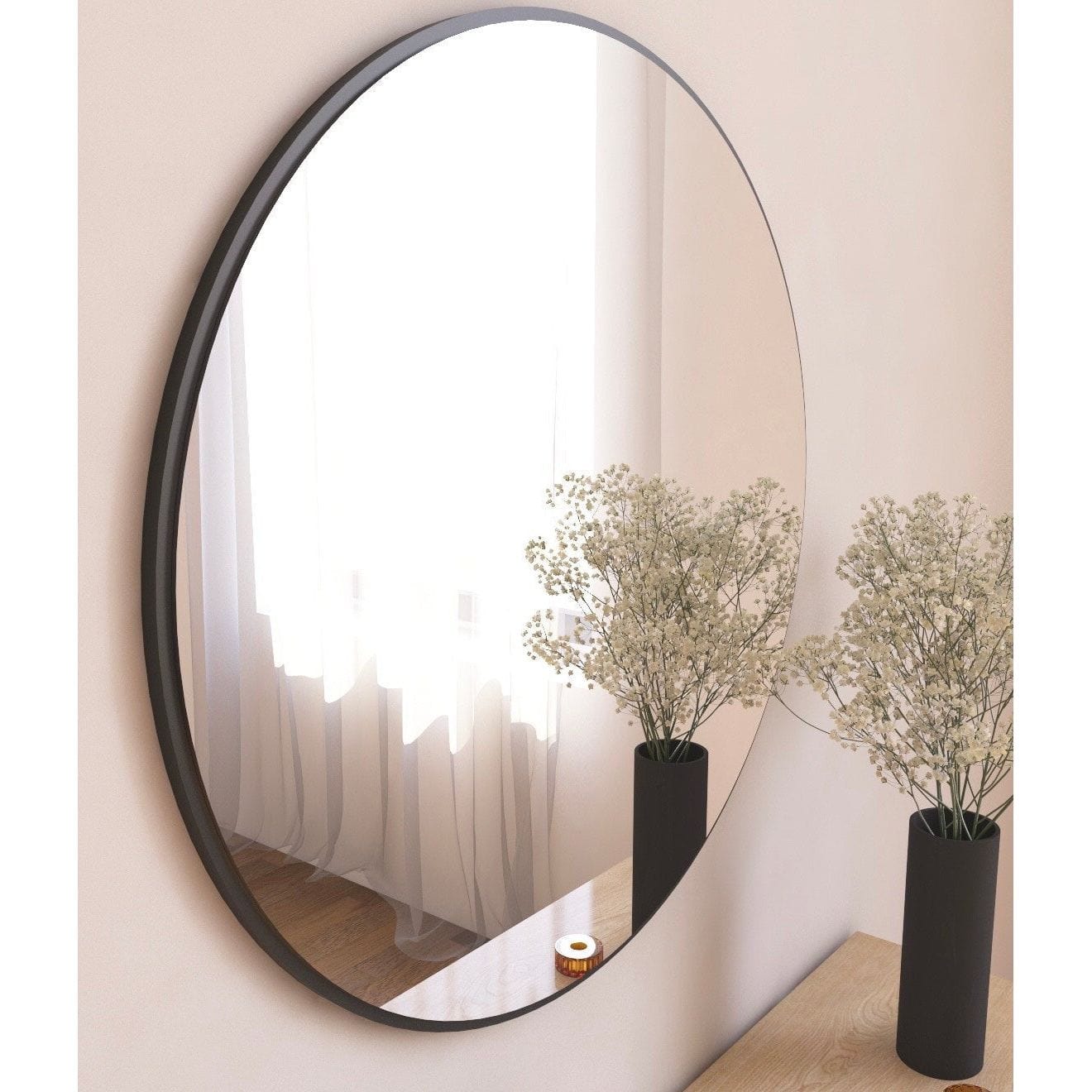 Oglinda OZZE, negru, 60x2x60 cm