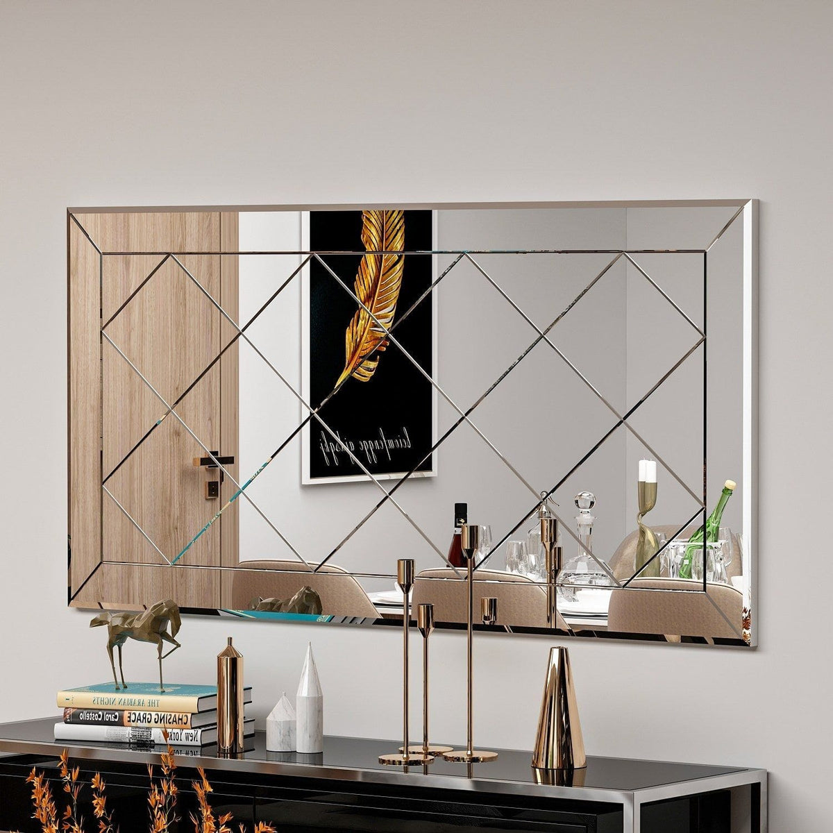 Oglinda PAULI, alb, 120x2x60 cm