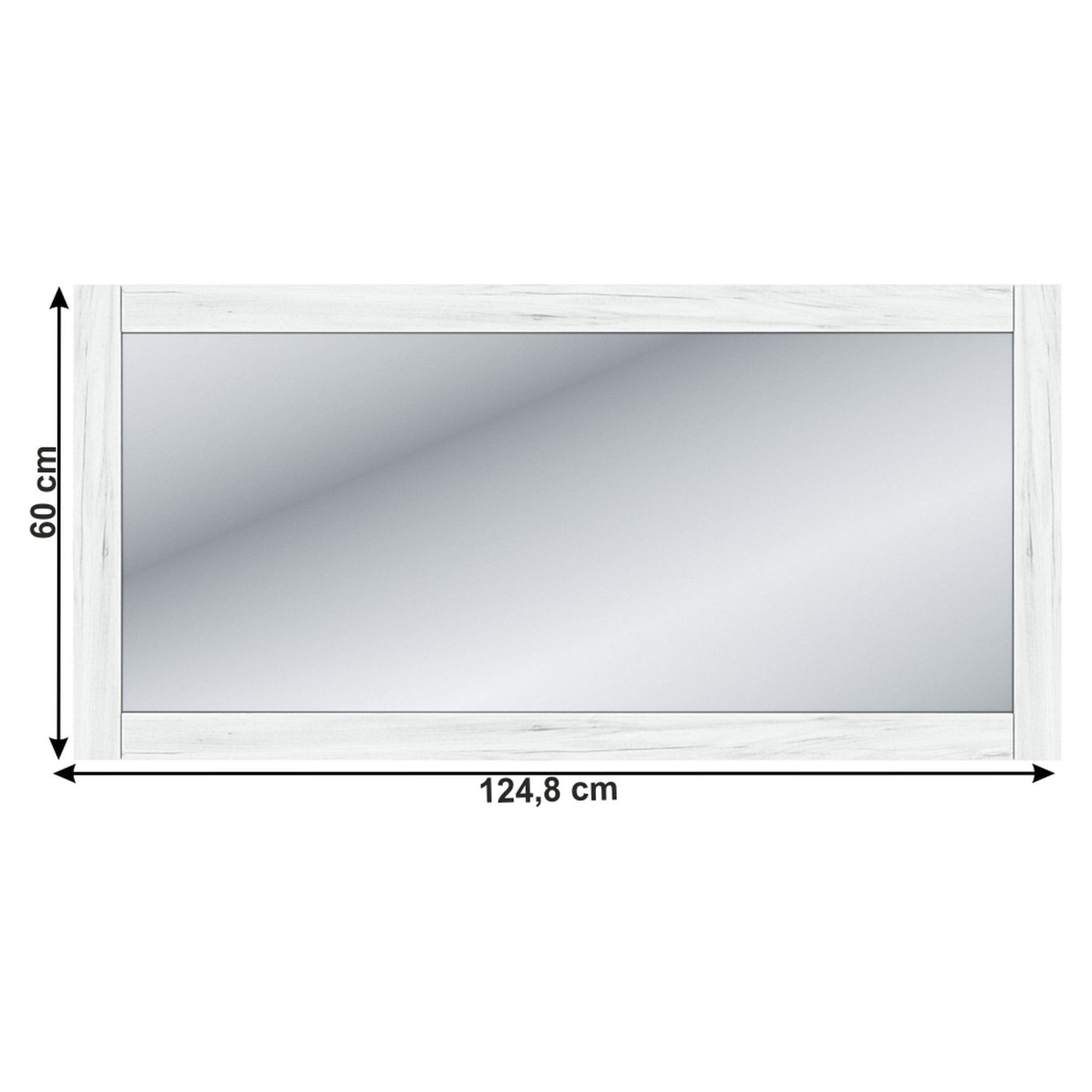Oglinda SUDBURY W, stejar craft alb, PAL laminat, 125x2x60 cm