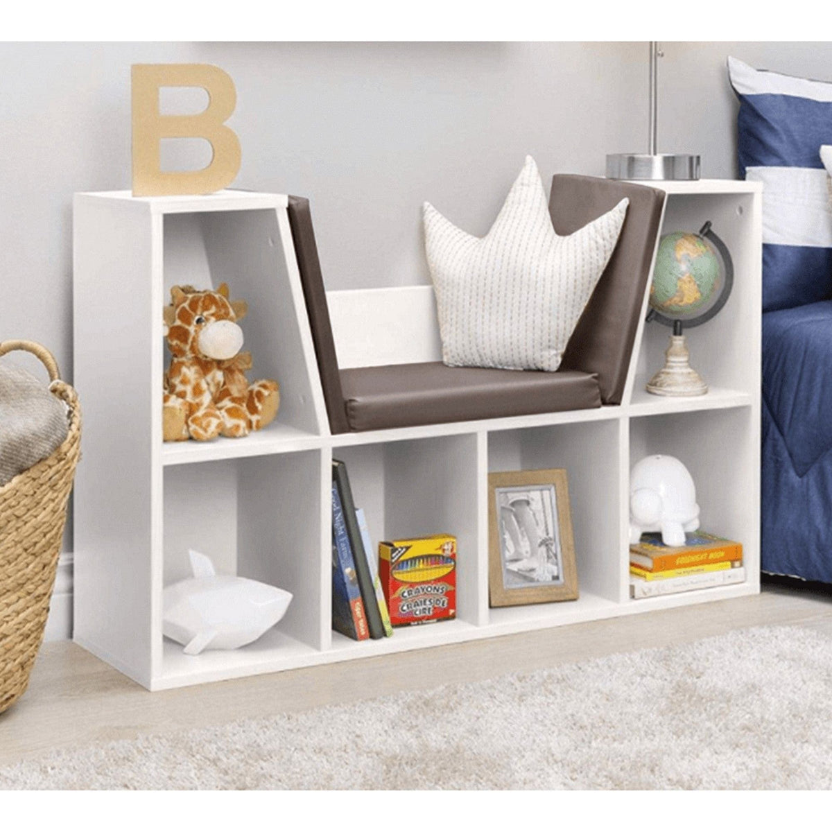 Organizator FERIA, DTD laminat, alb/maro, 112x27x61 cm