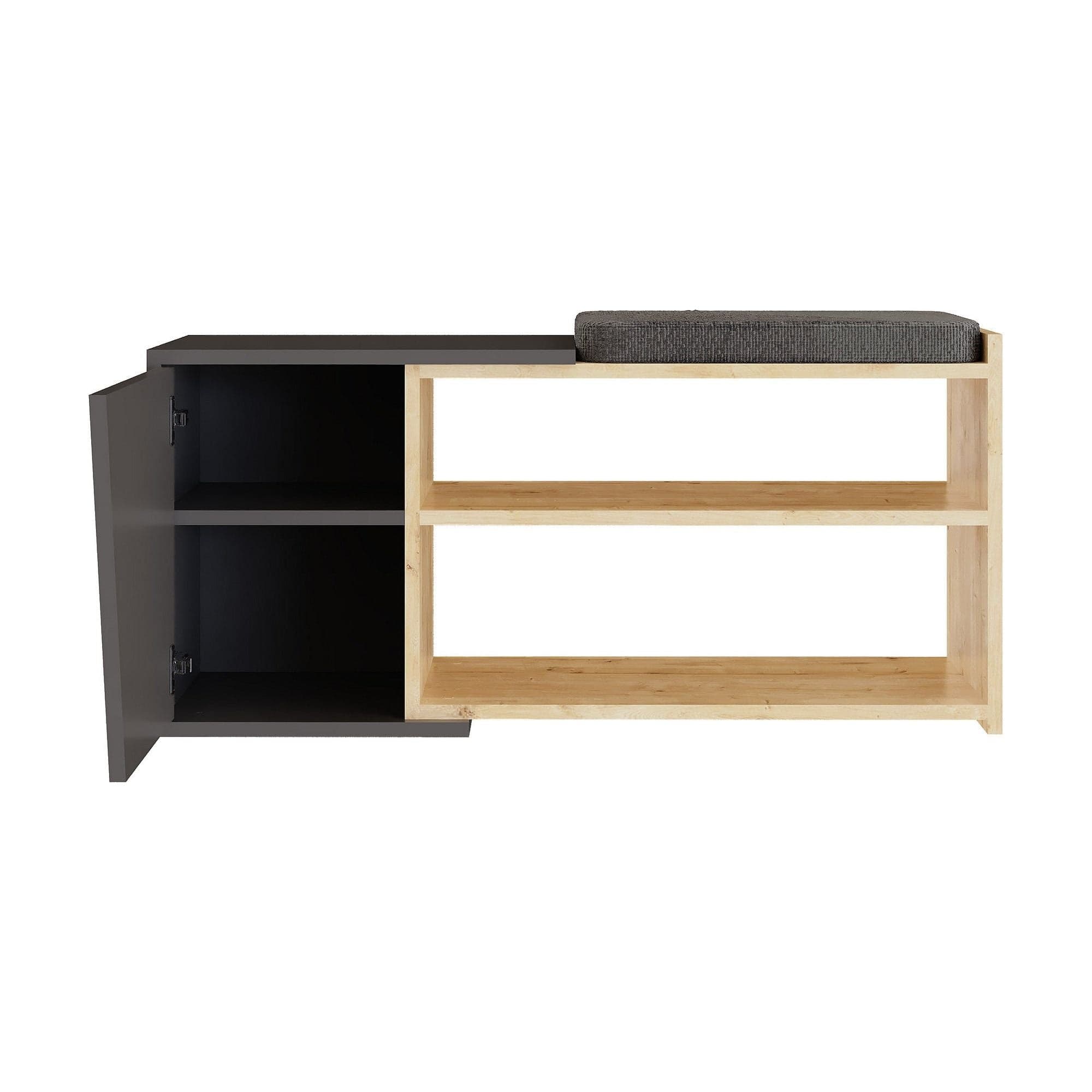 Pantofar FIONA, gri antracit/stejar, PAL melaminat, 104x47x37 cm