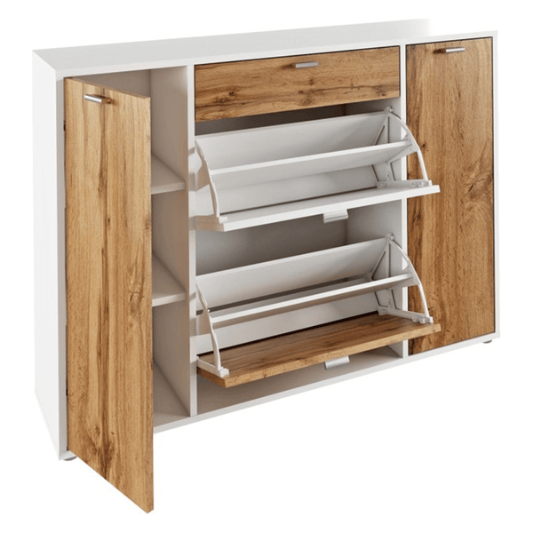 Pantofar hol ANABELA, alb/stejar wotan, 120x28x85 cm