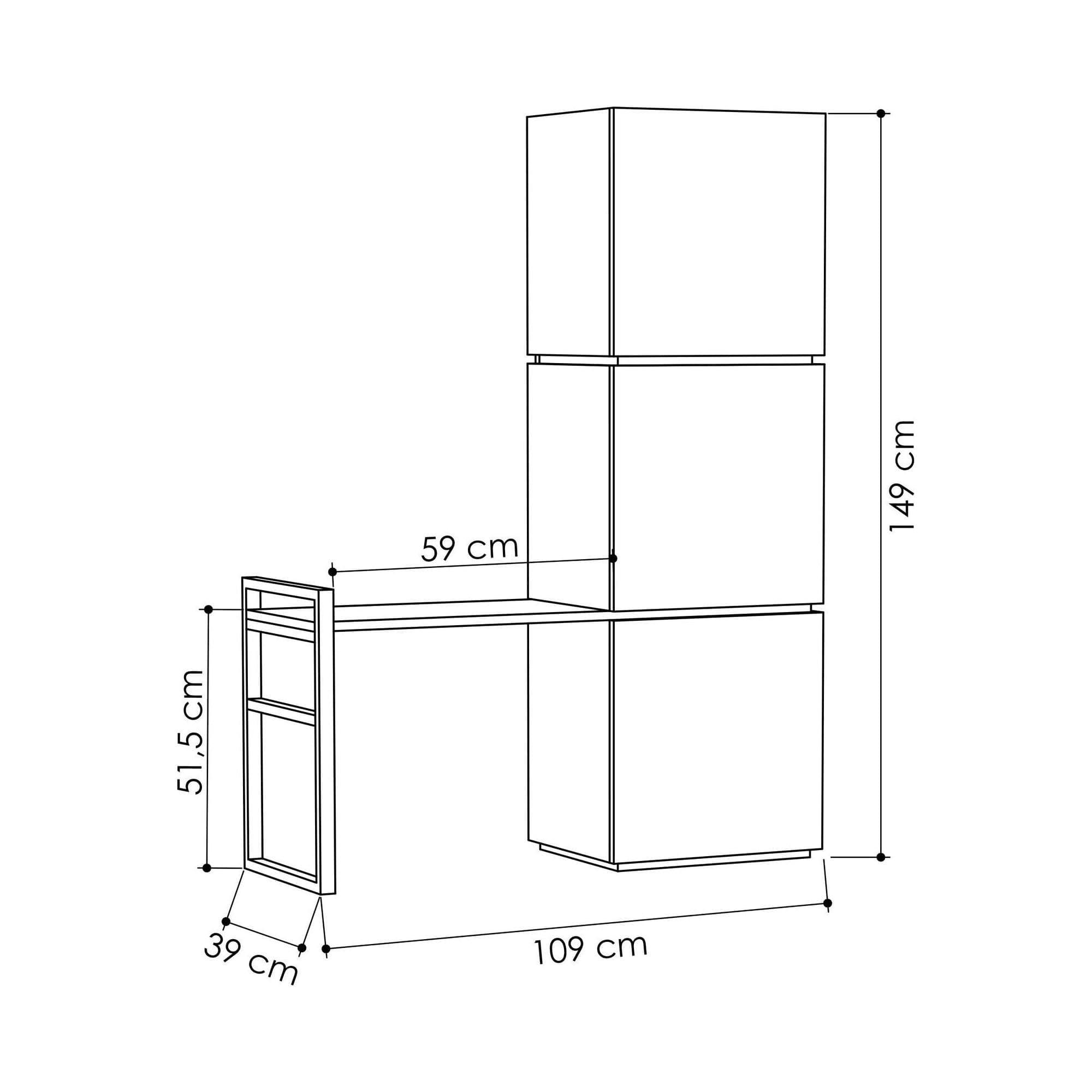 Pantofar MELLO, stejar/negru, PAL melaminat/metal, 109x39x149 cm