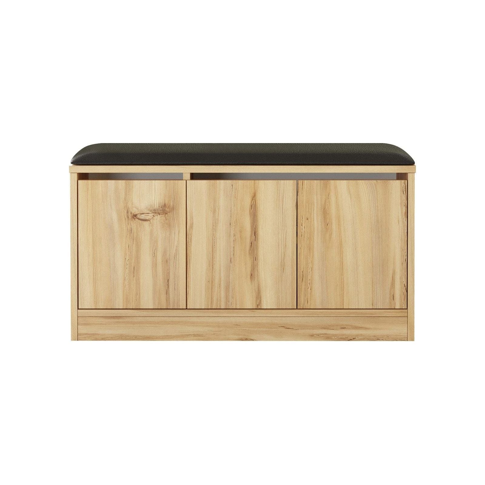 Pantofar MR2-KE-Oak, stejar/negru, PAL melaminat/piele ecologica, 90x36x46 cm