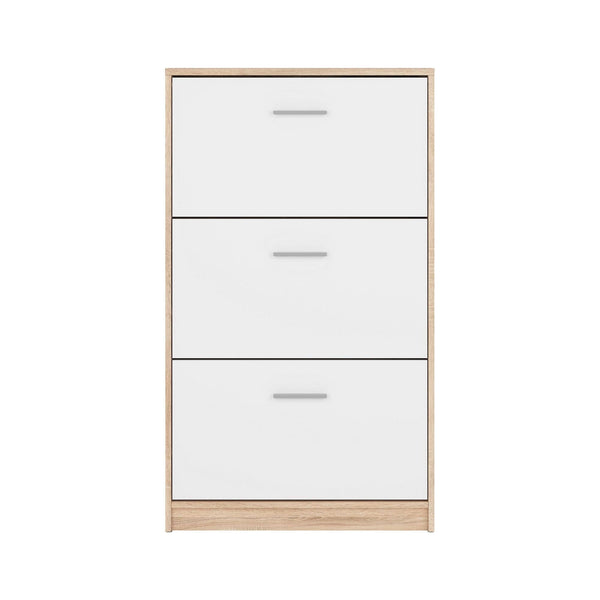 Pantofar NEPO PLUS, alb/stejar sonoma, PAL laminat, 70x18x121 cm