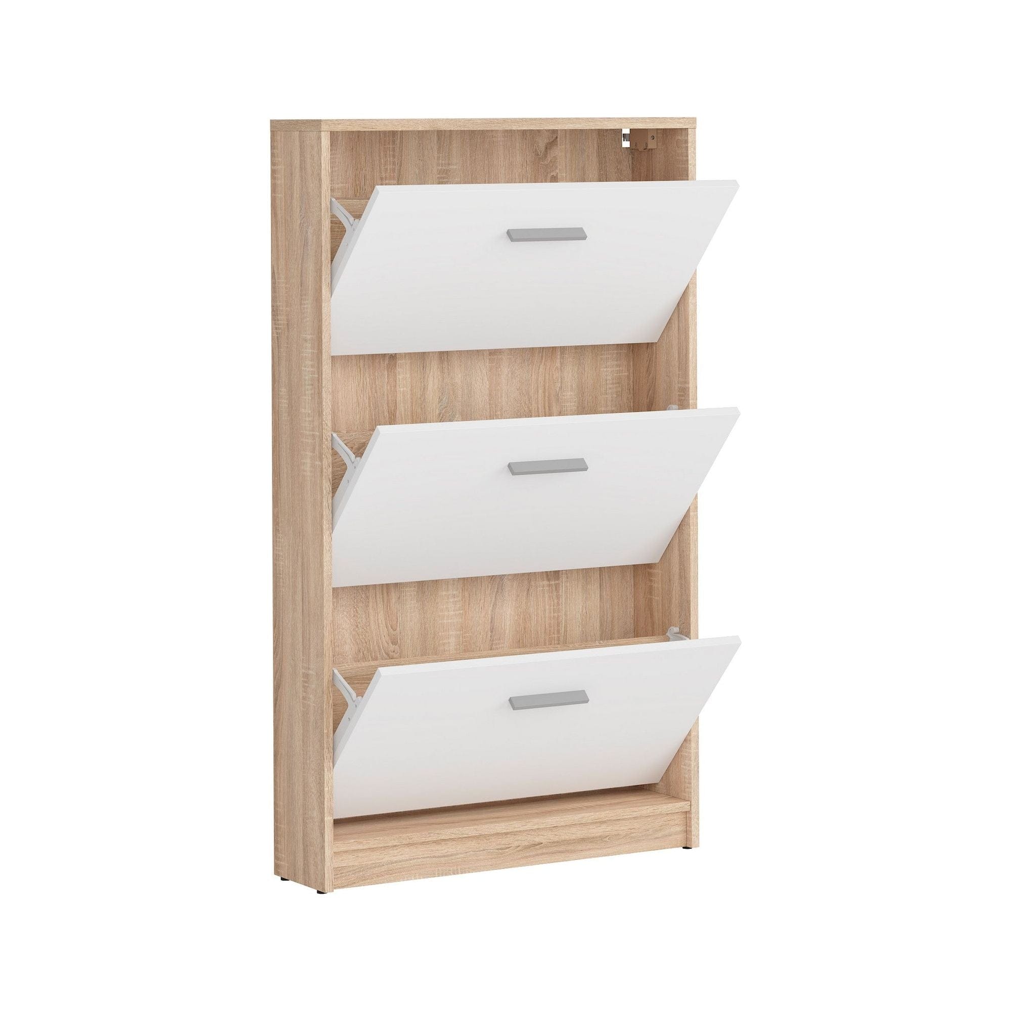 Pantofar NEPO PLUS, alb/stejar sonoma, PAL laminat, 70x18x121 cm