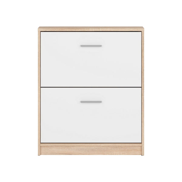 Pantofar NEPO PLUS, alb/stejar sonoma, PAL laminat, 70x28x84 cm