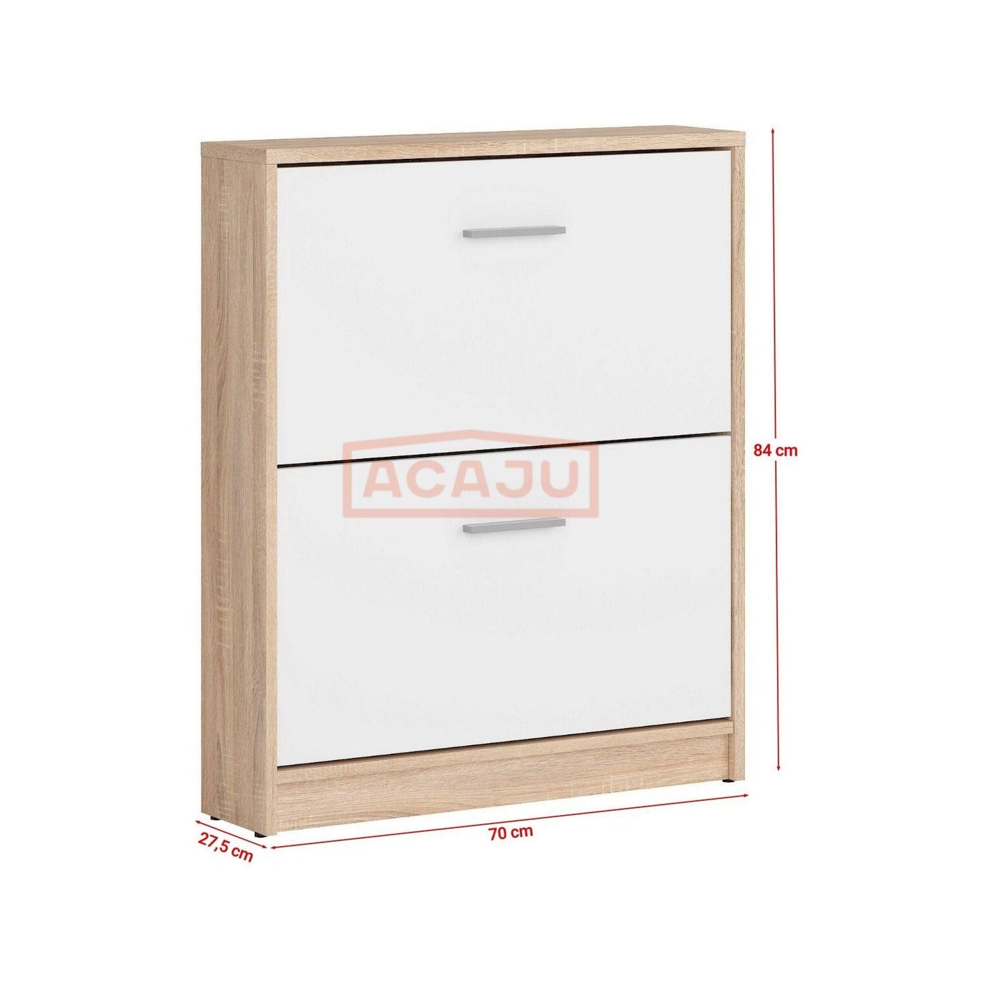 Pantofar NEPO PLUS, alb/stejar sonoma, PAL laminat, 70x28x84 cm